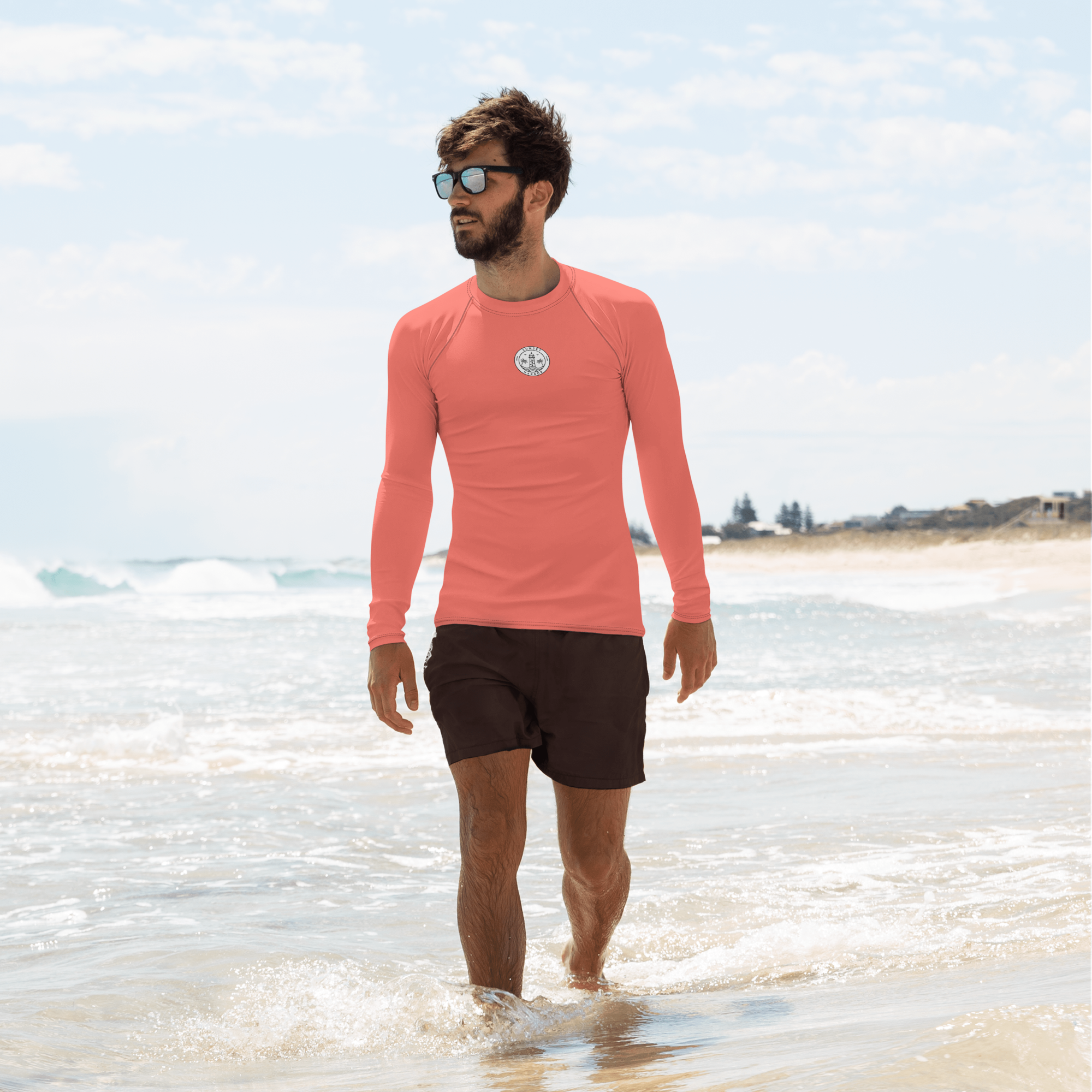 Men's Rash Guard - Coral Red