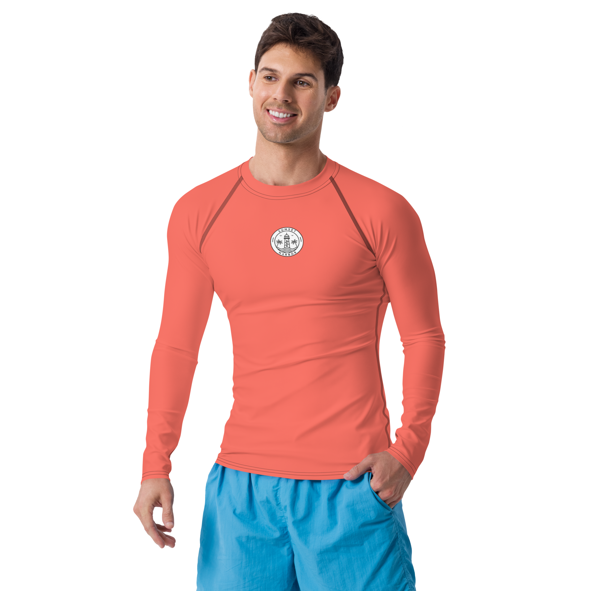Men's Rash Guard - Coral Red