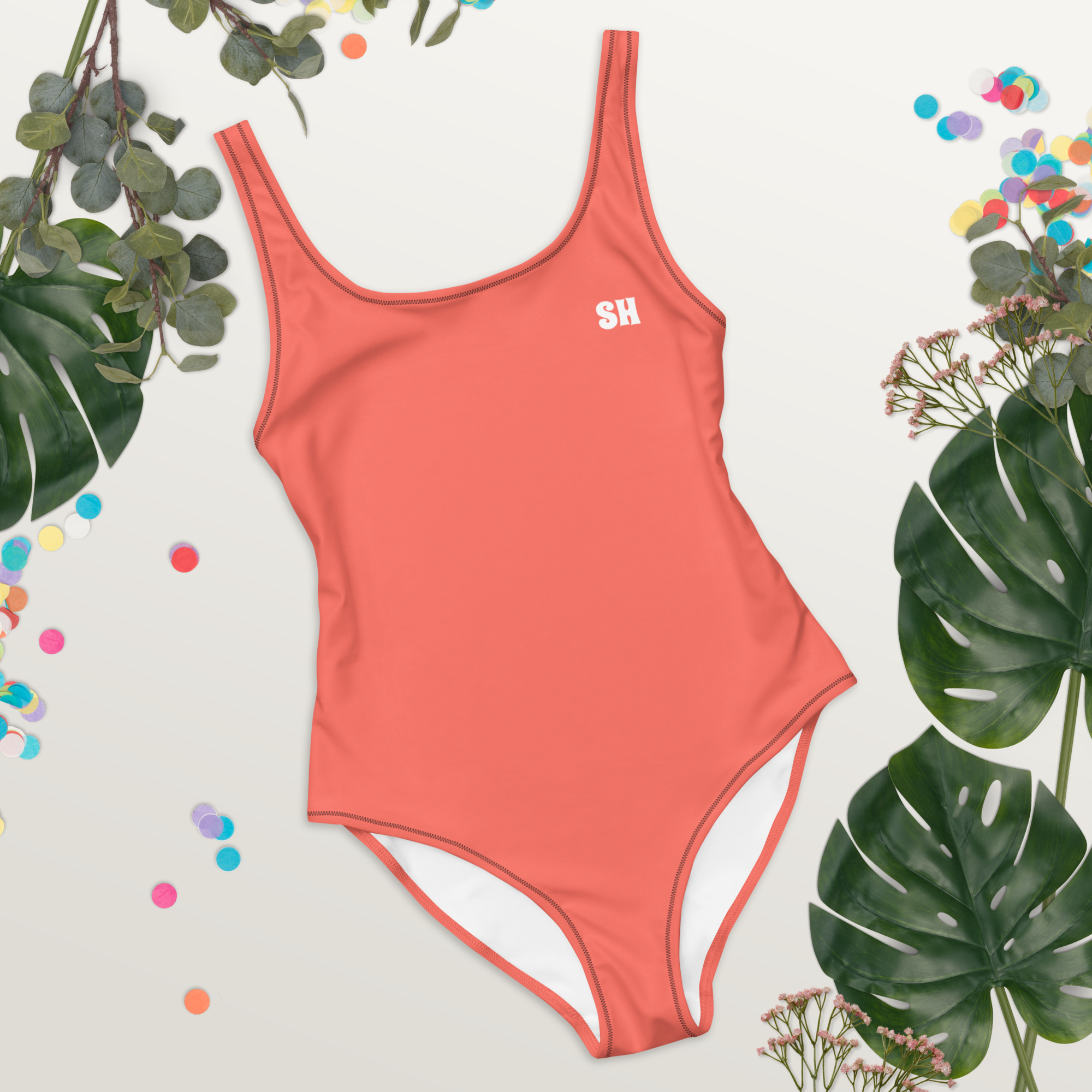 One-Piece Swimsuit - Coral Red