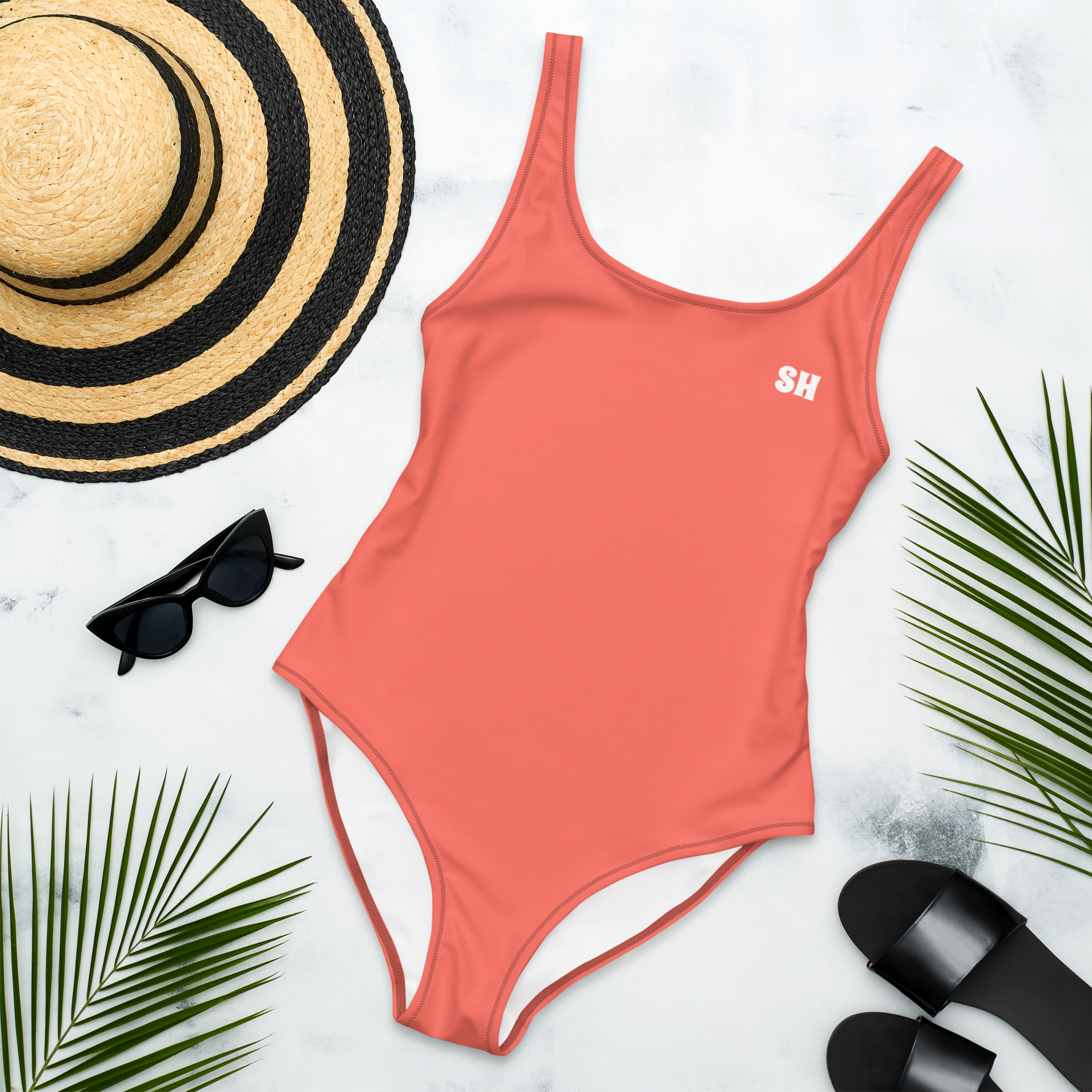 One-Piece Swimsuit - Coral Red