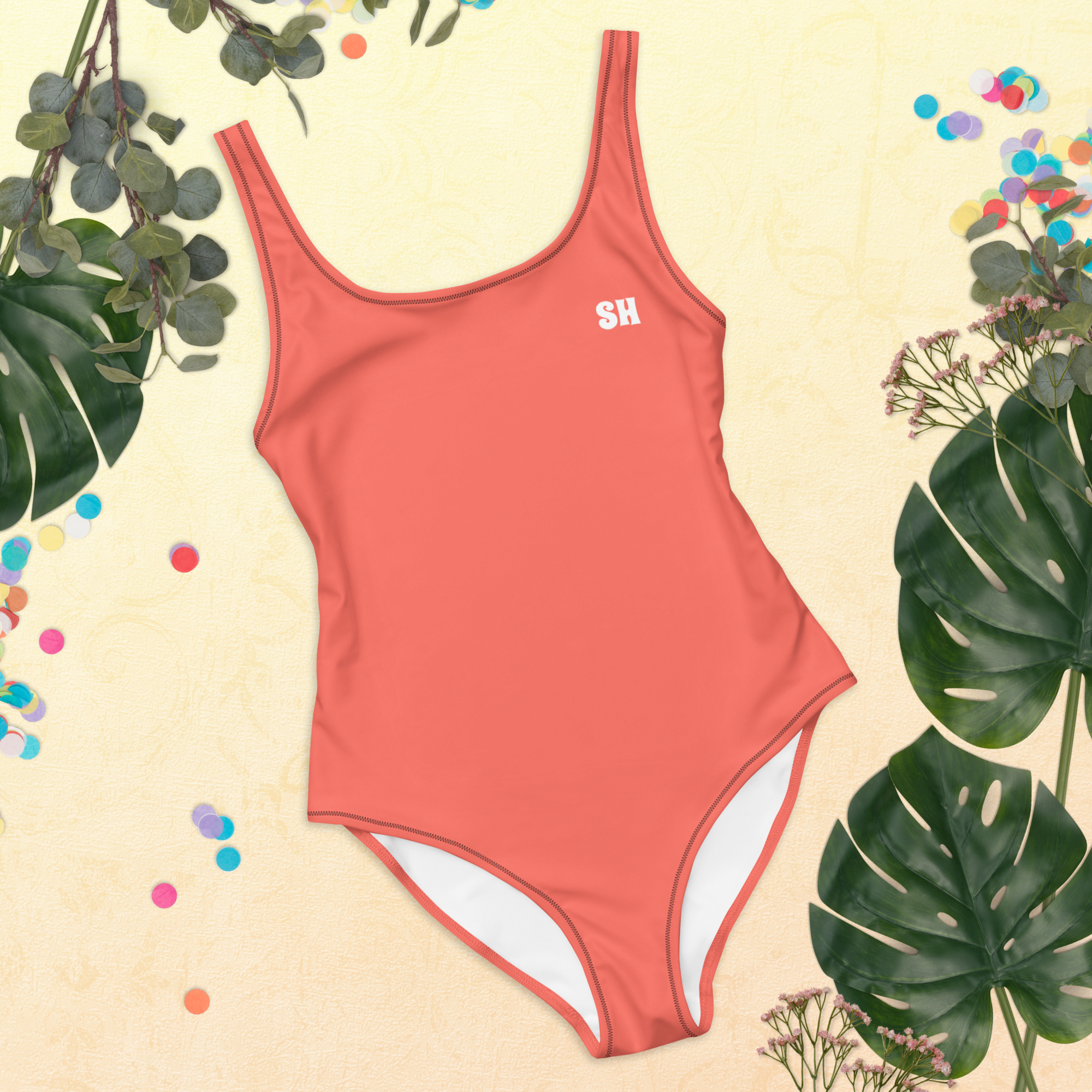 One-Piece Swimsuit - Coral Red