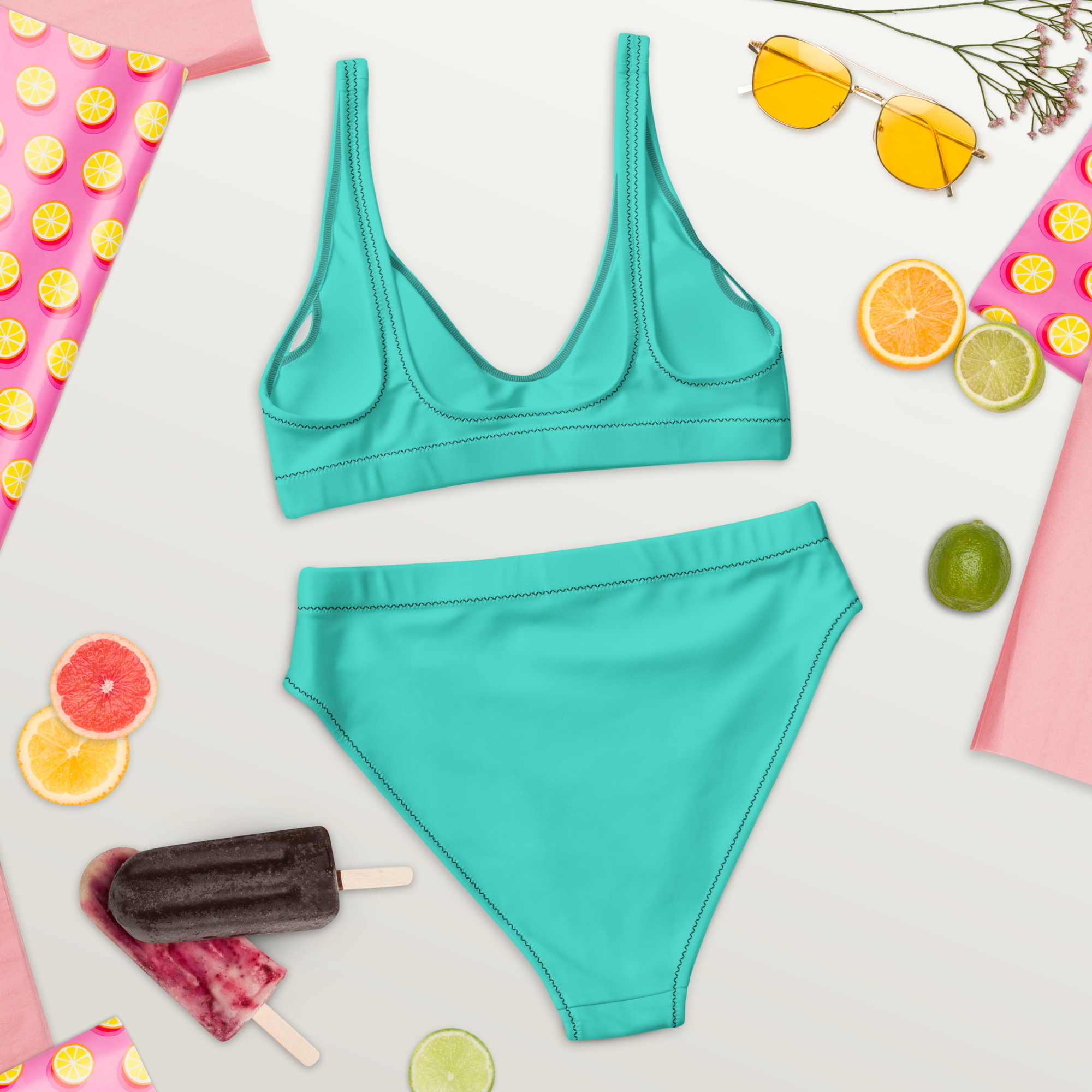 Recycled high-waisted bikini - Lagoon Turquoise