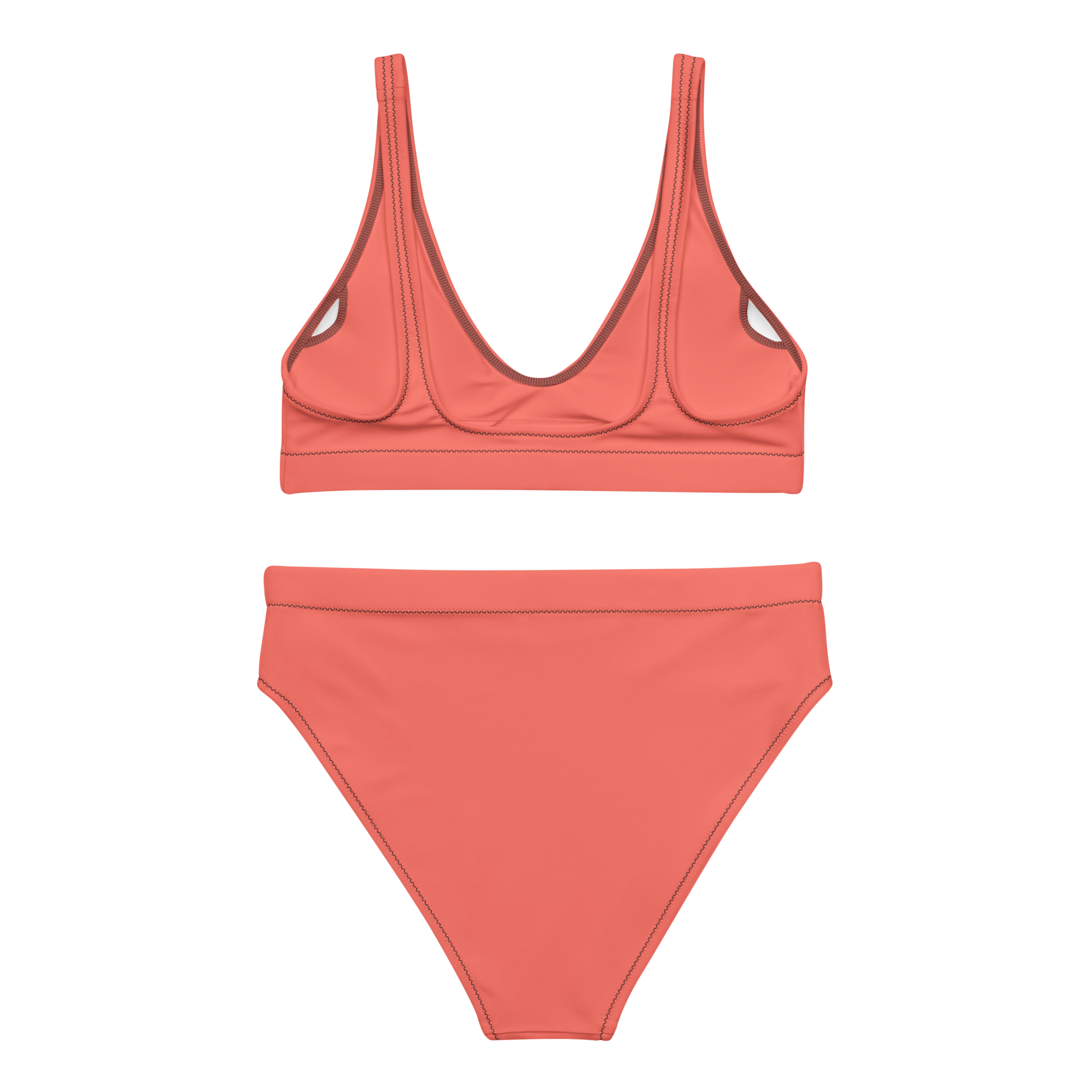 Recycled high-waisted bikini - Coral Red