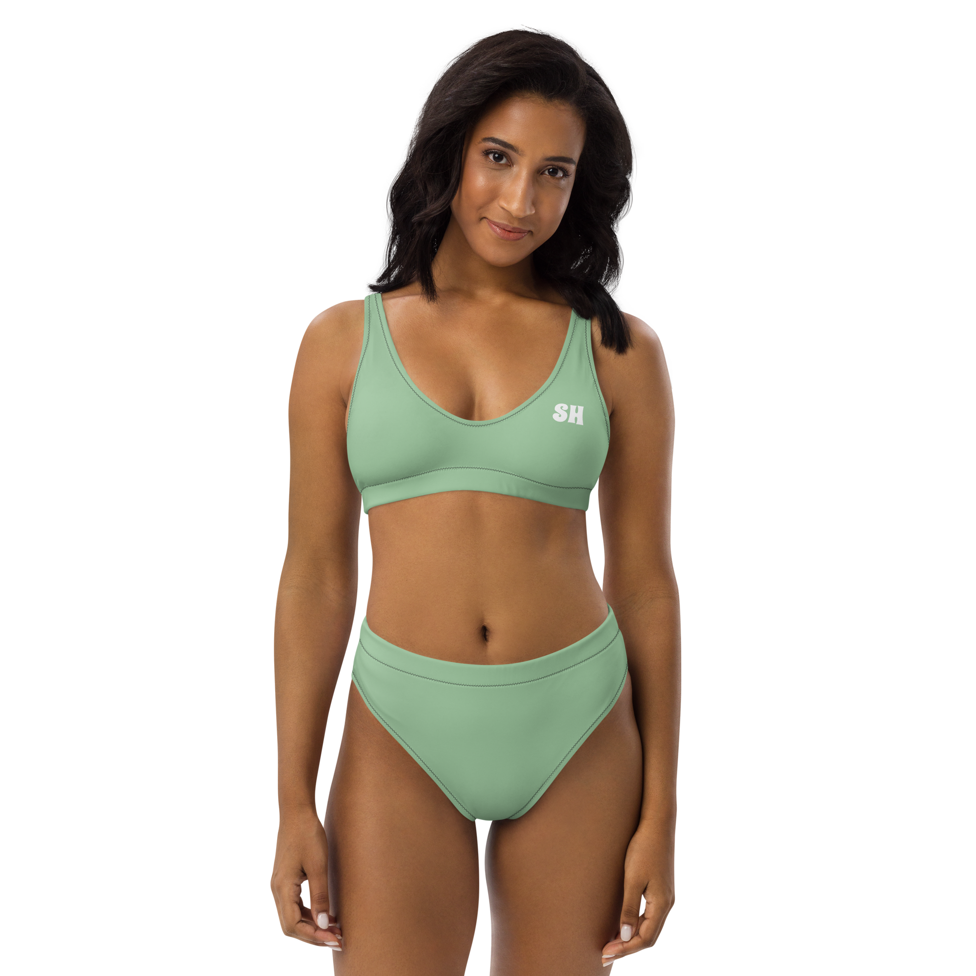 Recycled high-waisted bikini - Palm Green