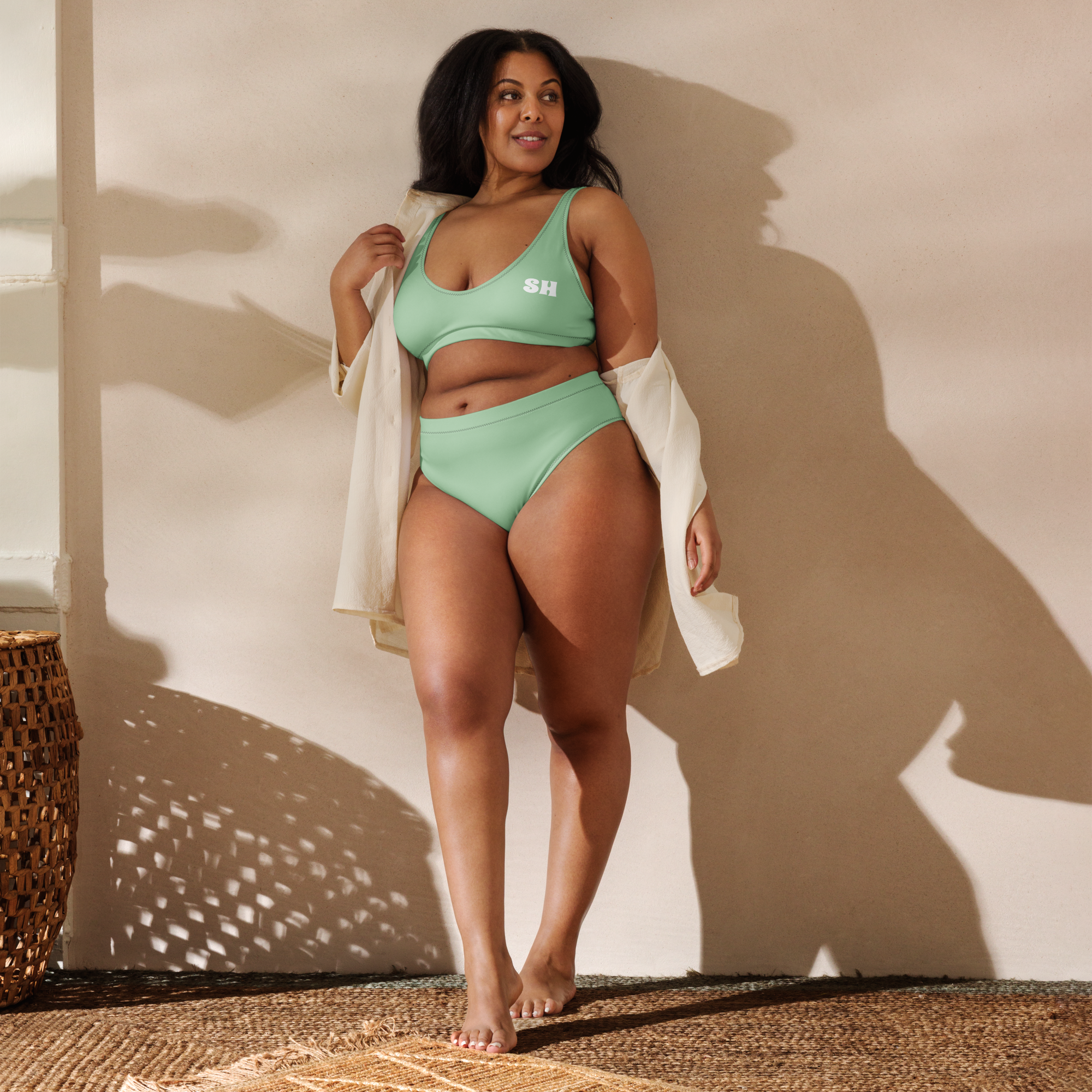 Recycled high-waisted bikini - Palm Green