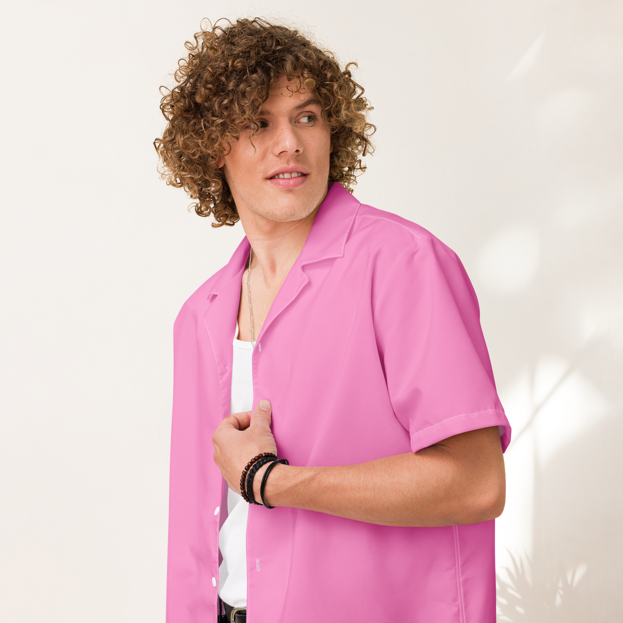 Mens button shirt - Tropical Pink