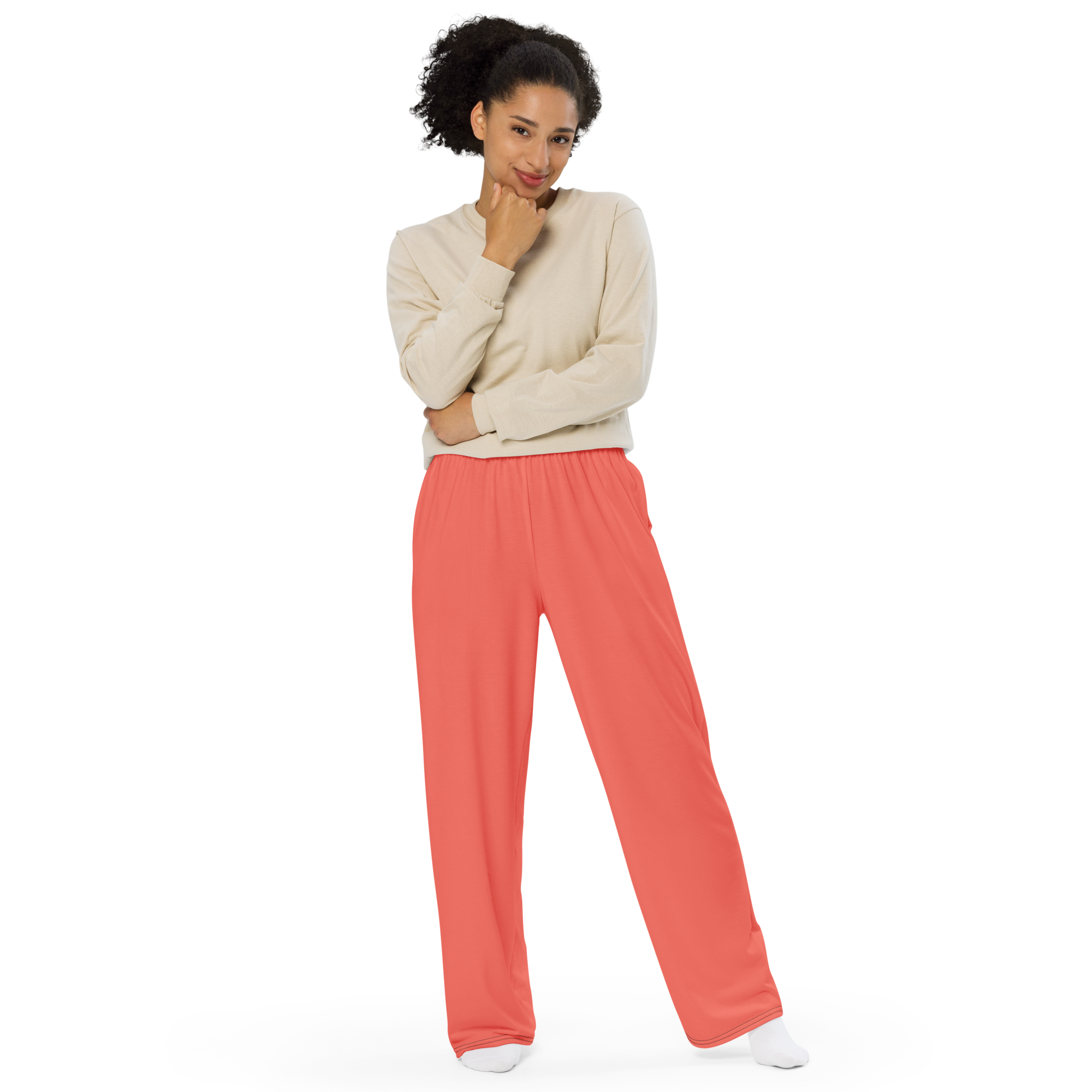 Womens wide-leg pants - Coral Red