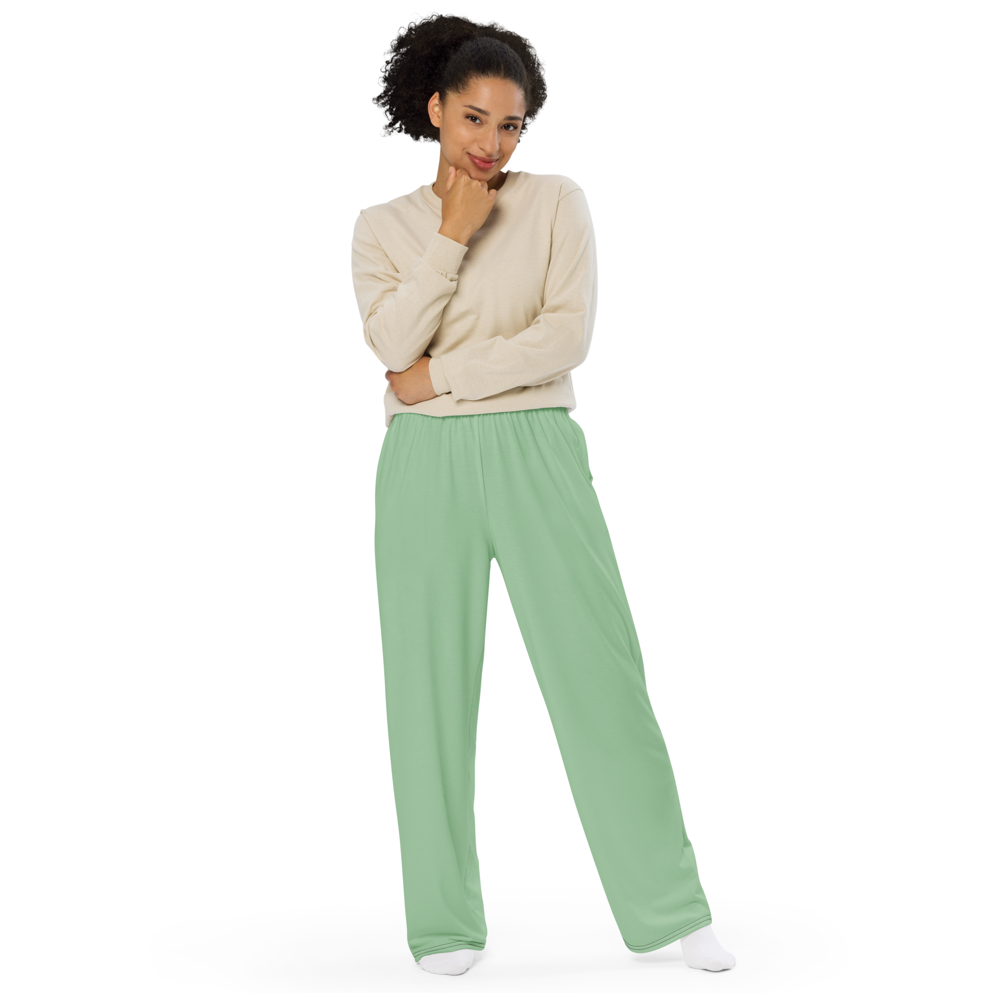 Womens wide-leg pants - Palm Green