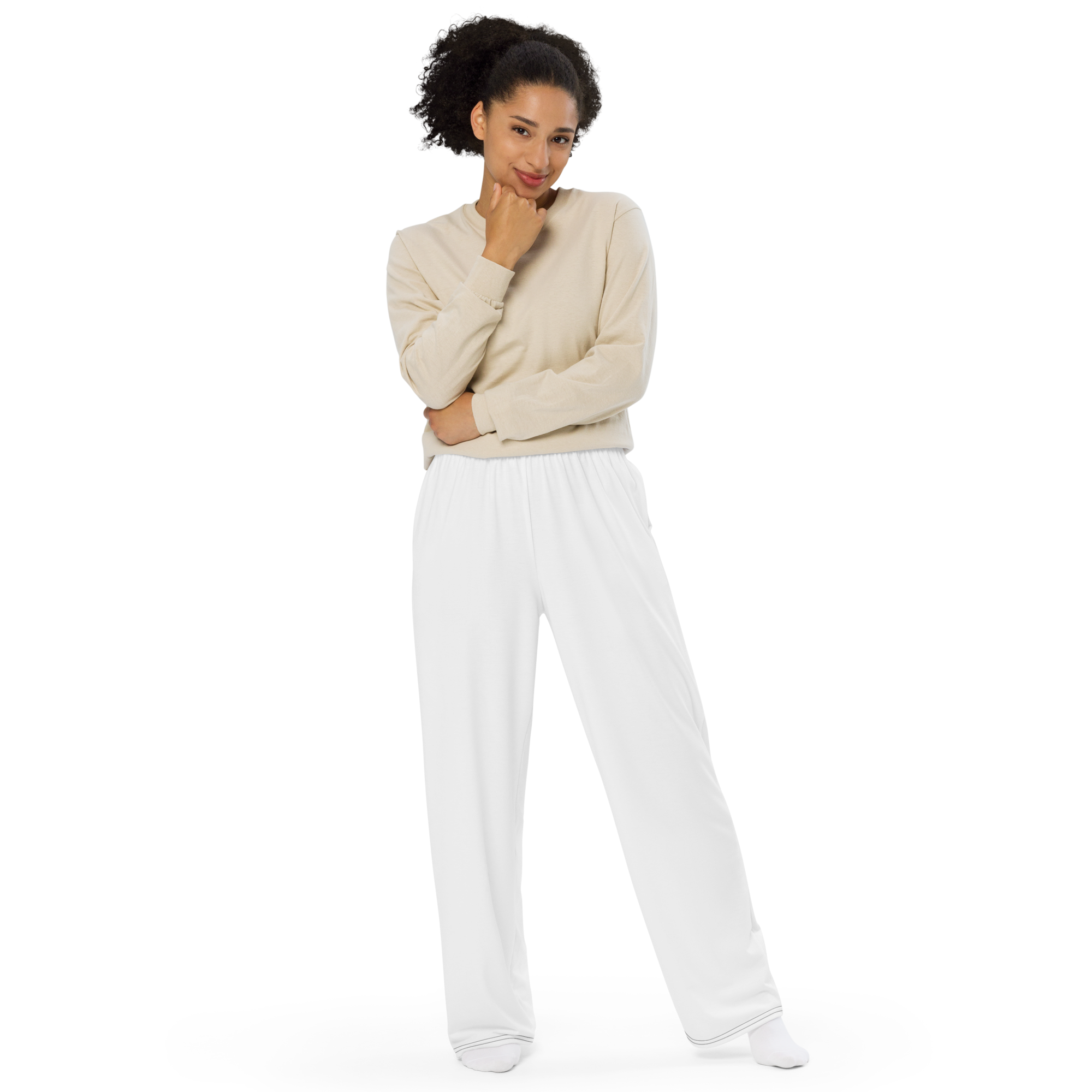 Womens wide-leg pants - Seashell White