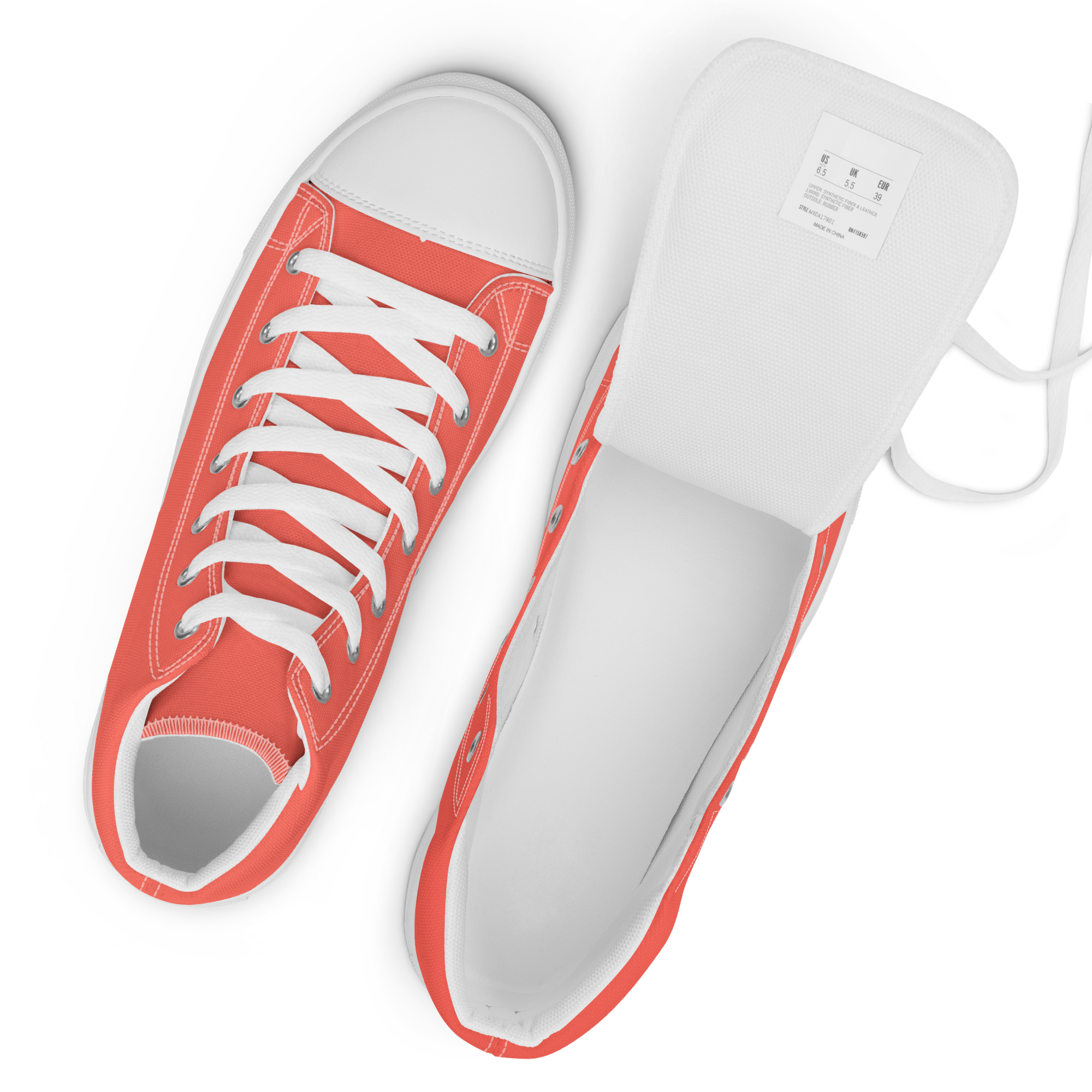 Women’s high top canvas shoes - Coral Red