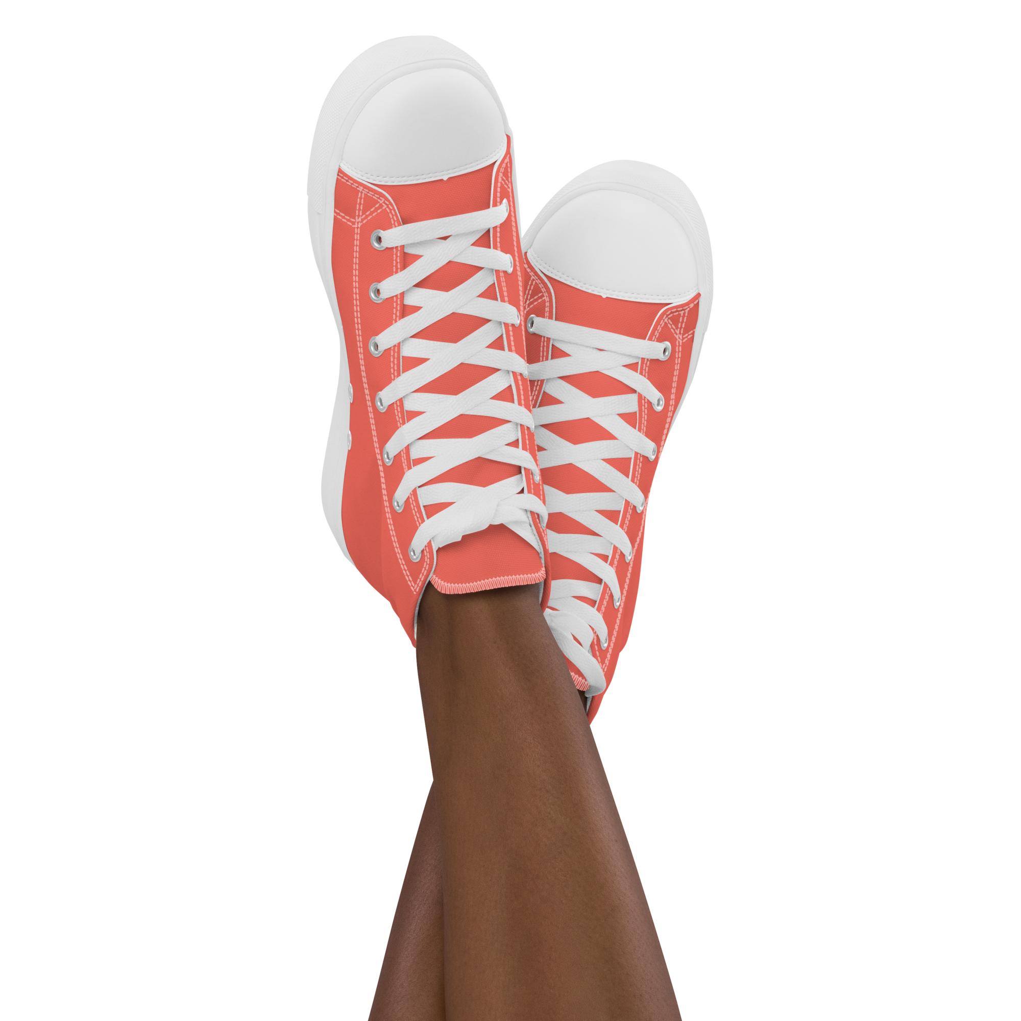 Women’s high top canvas shoes - Coral Red