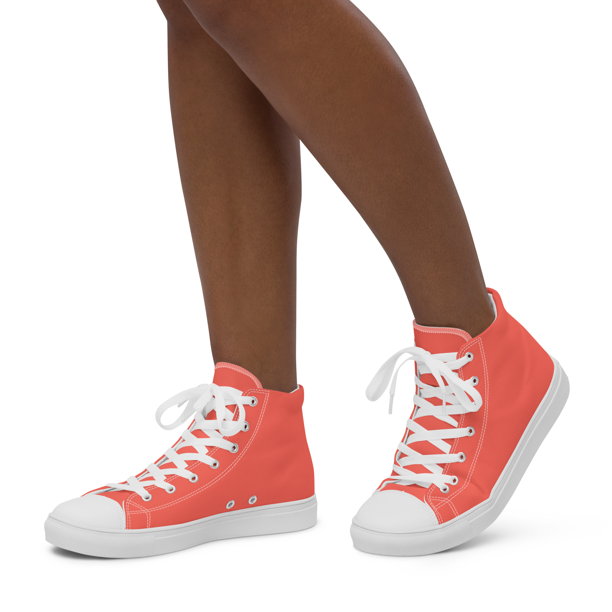 Women’s high top canvas shoes - Coral Red