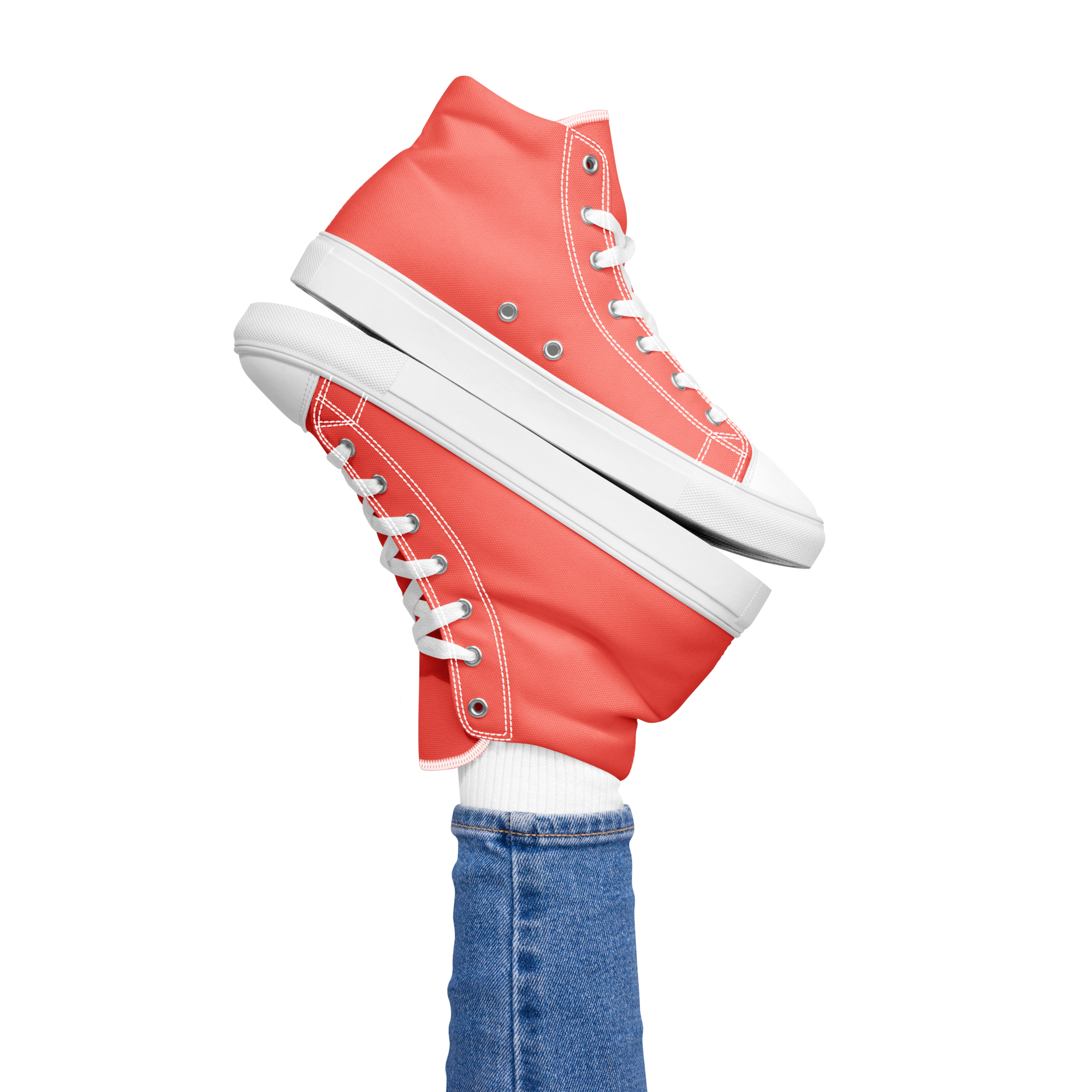 Women’s high top canvas shoes - Coral Red