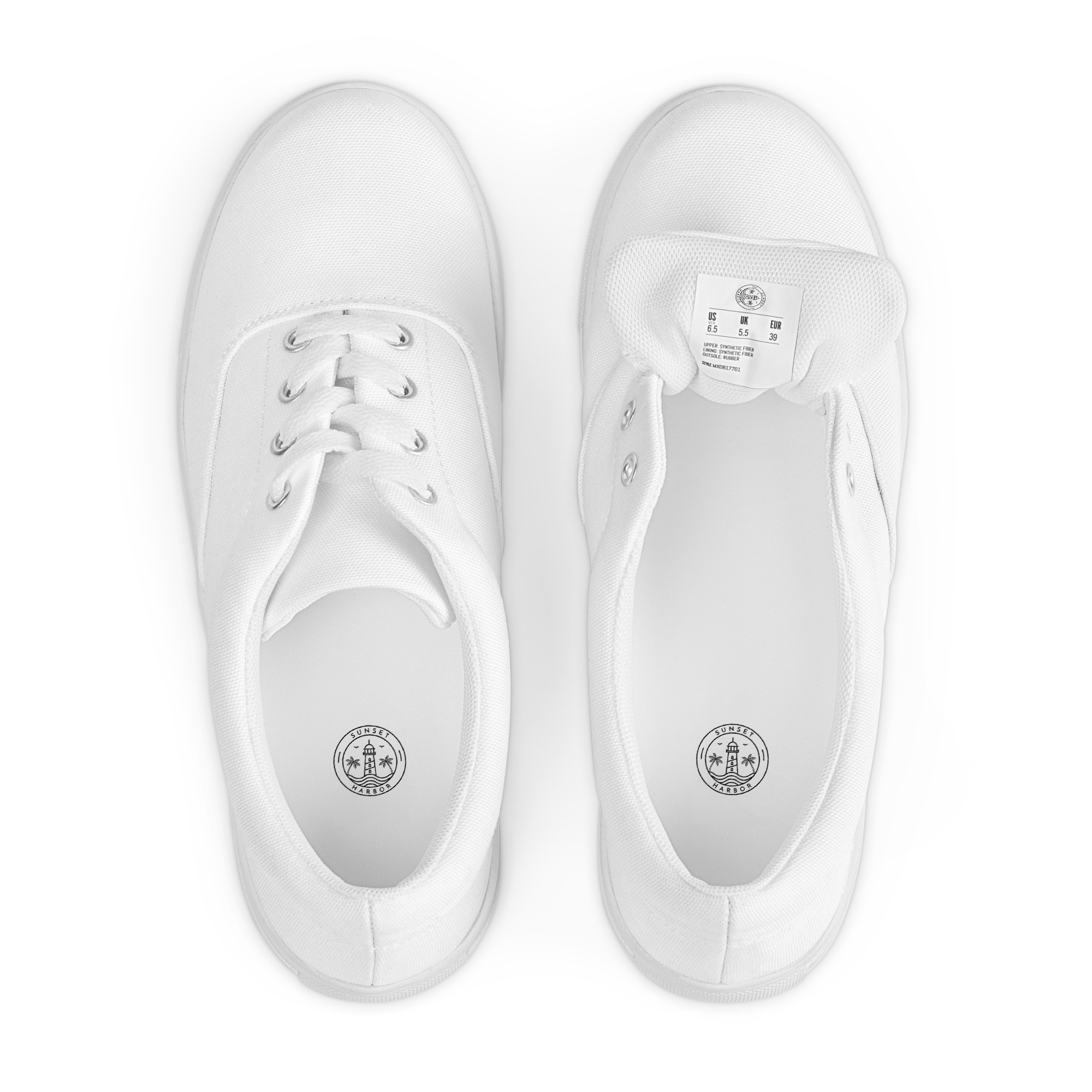 Women’s lace-up canvas shoes - Seashell White