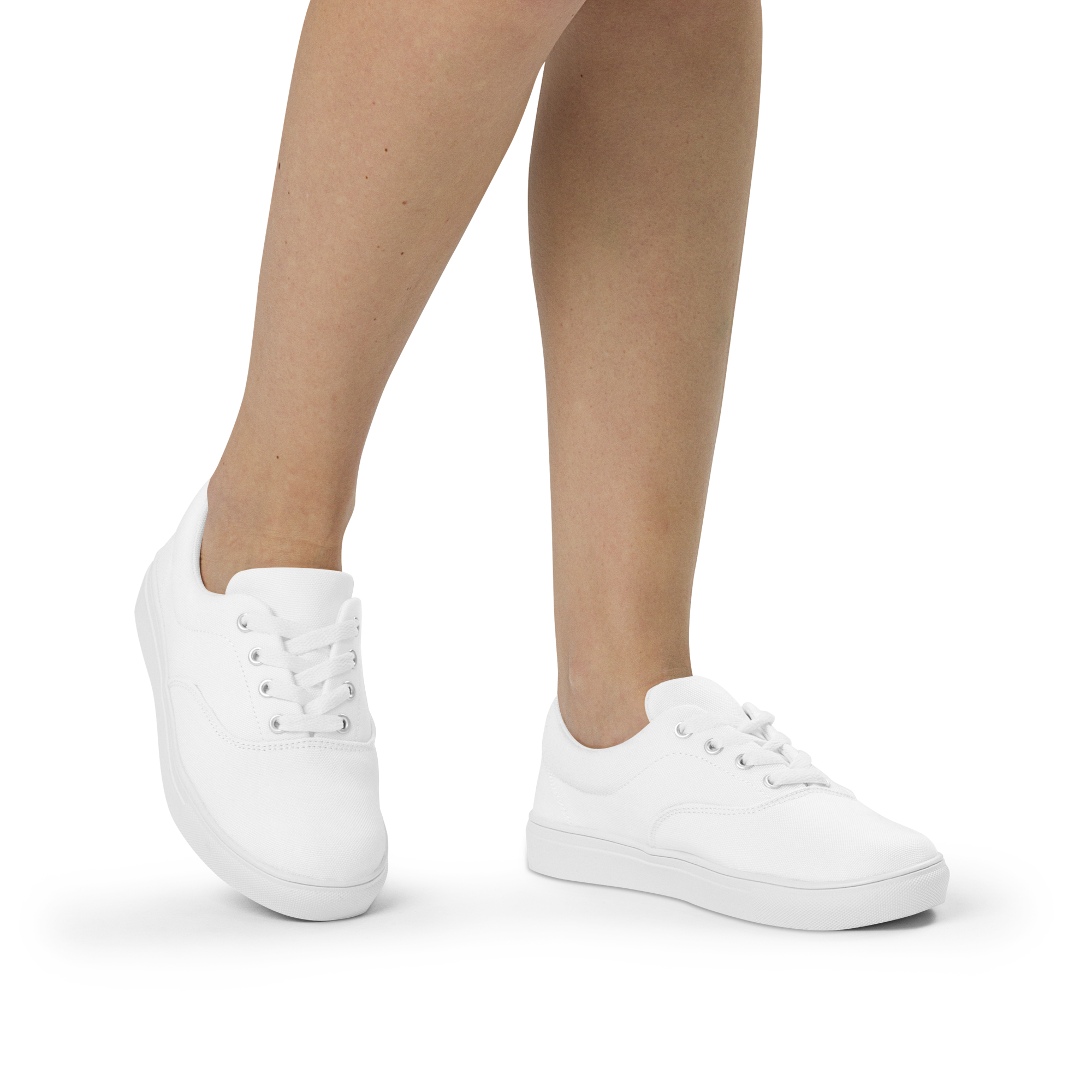 Women’s lace-up canvas shoes - Seashell White
