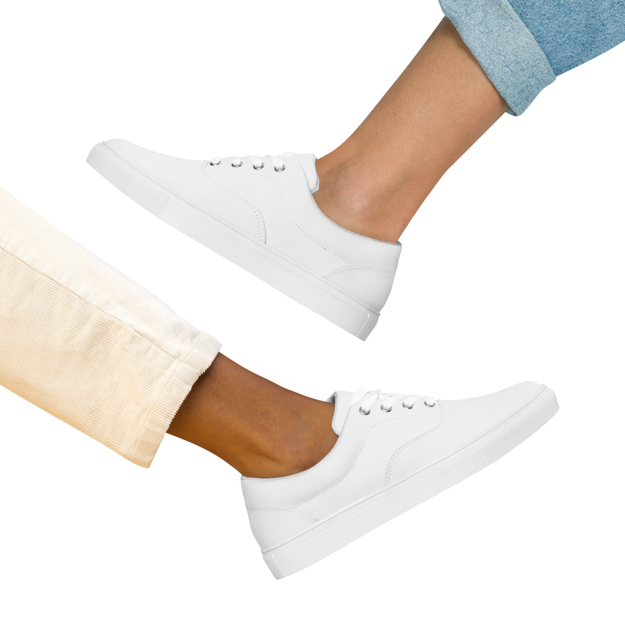 Women’s lace-up canvas shoes - Seashell White