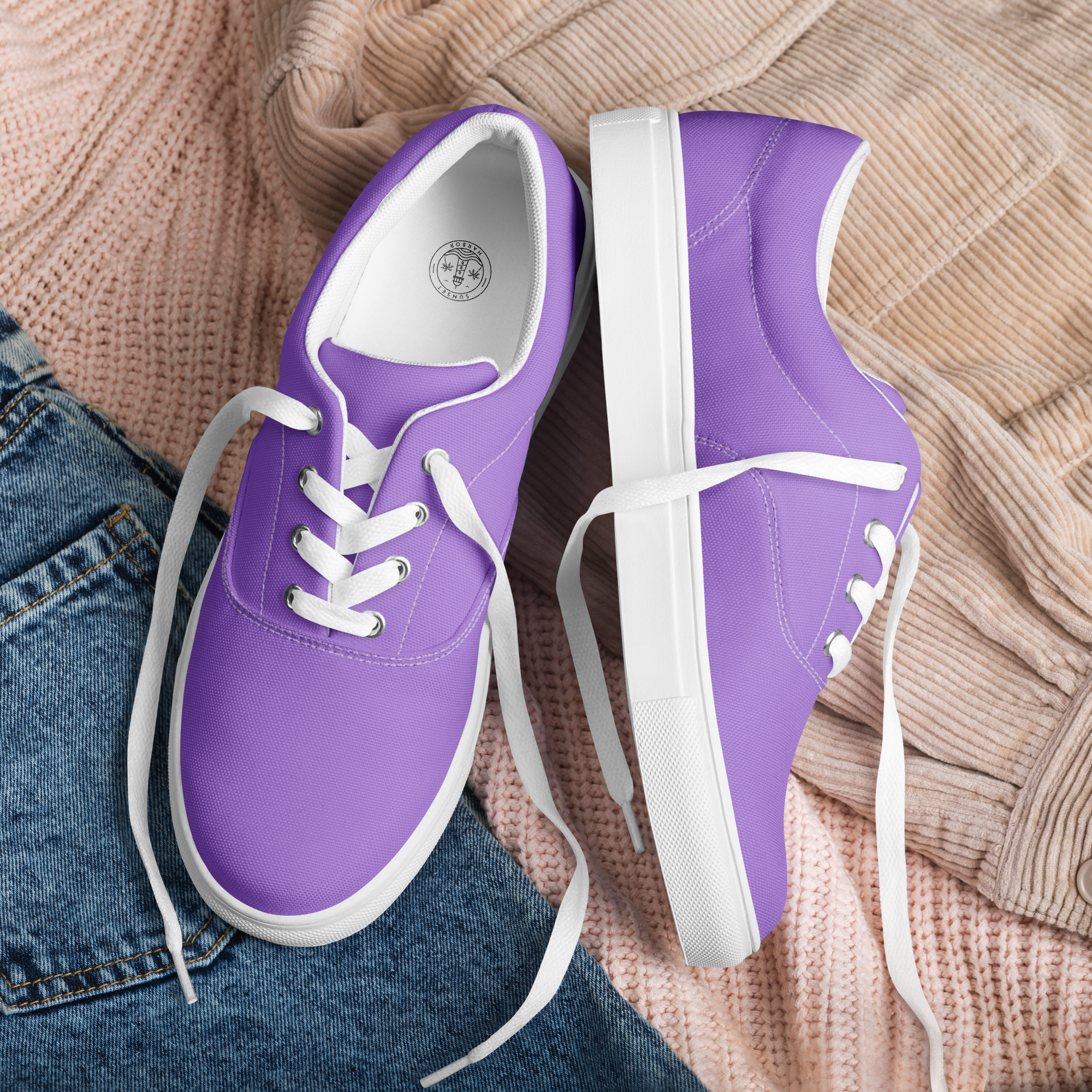 Women’s lace-up canvas shoes - Coastal Purple