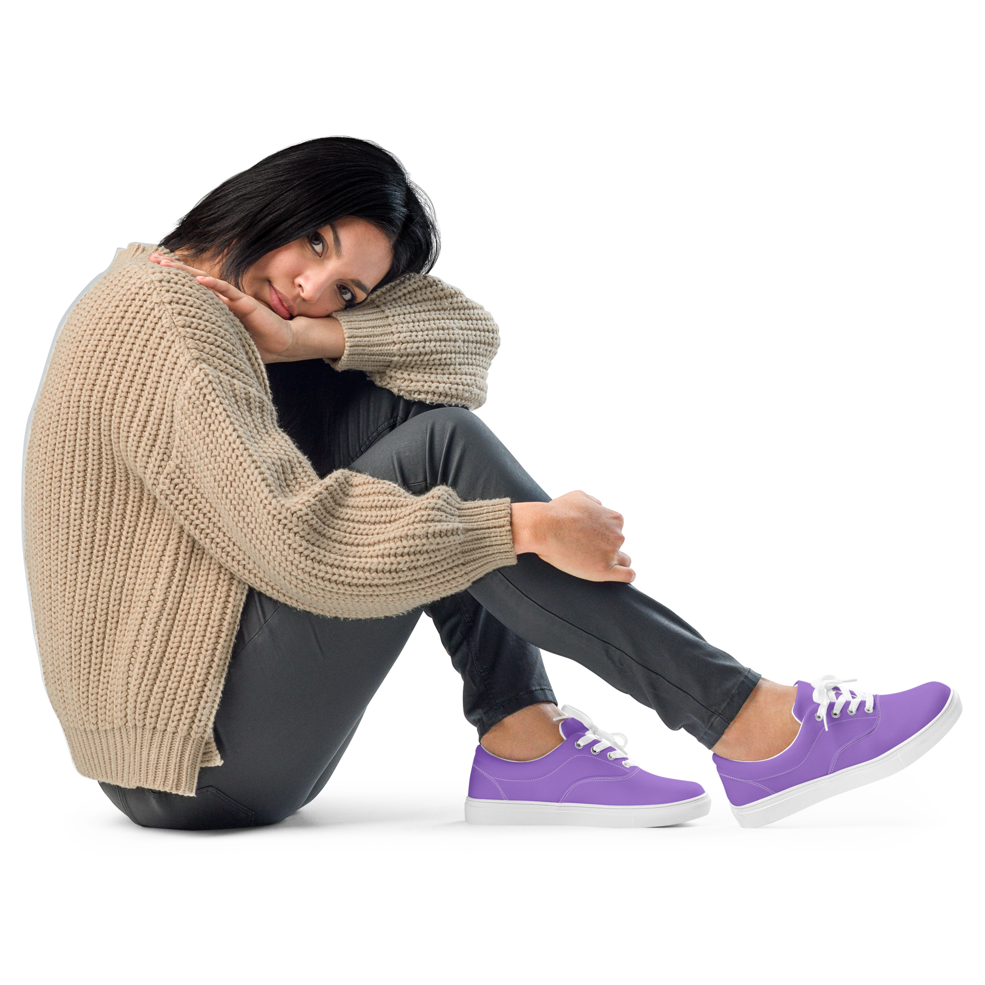 Women’s lace-up canvas shoes - Coastal Purple