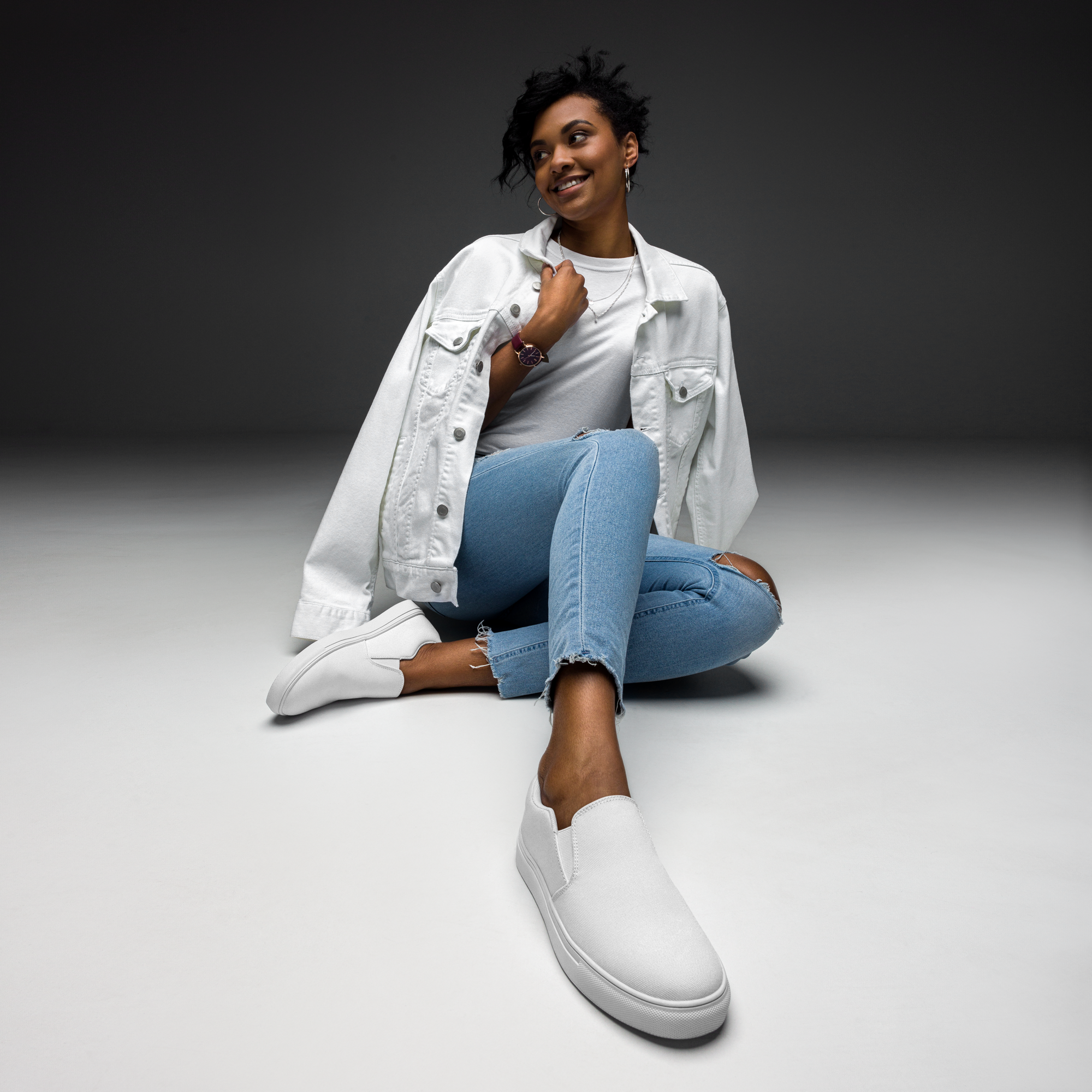 Women’s slip-on canvas shoes - Seashell White