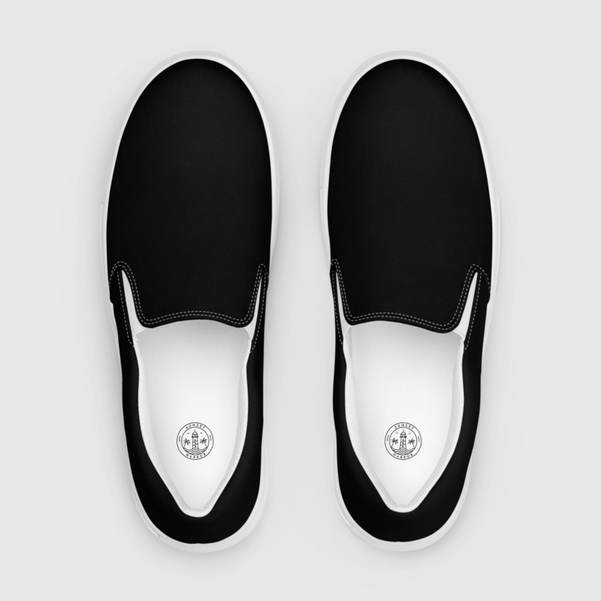 Men’s slip-on canvas shoes - Black - Sunset Harbor Clothing