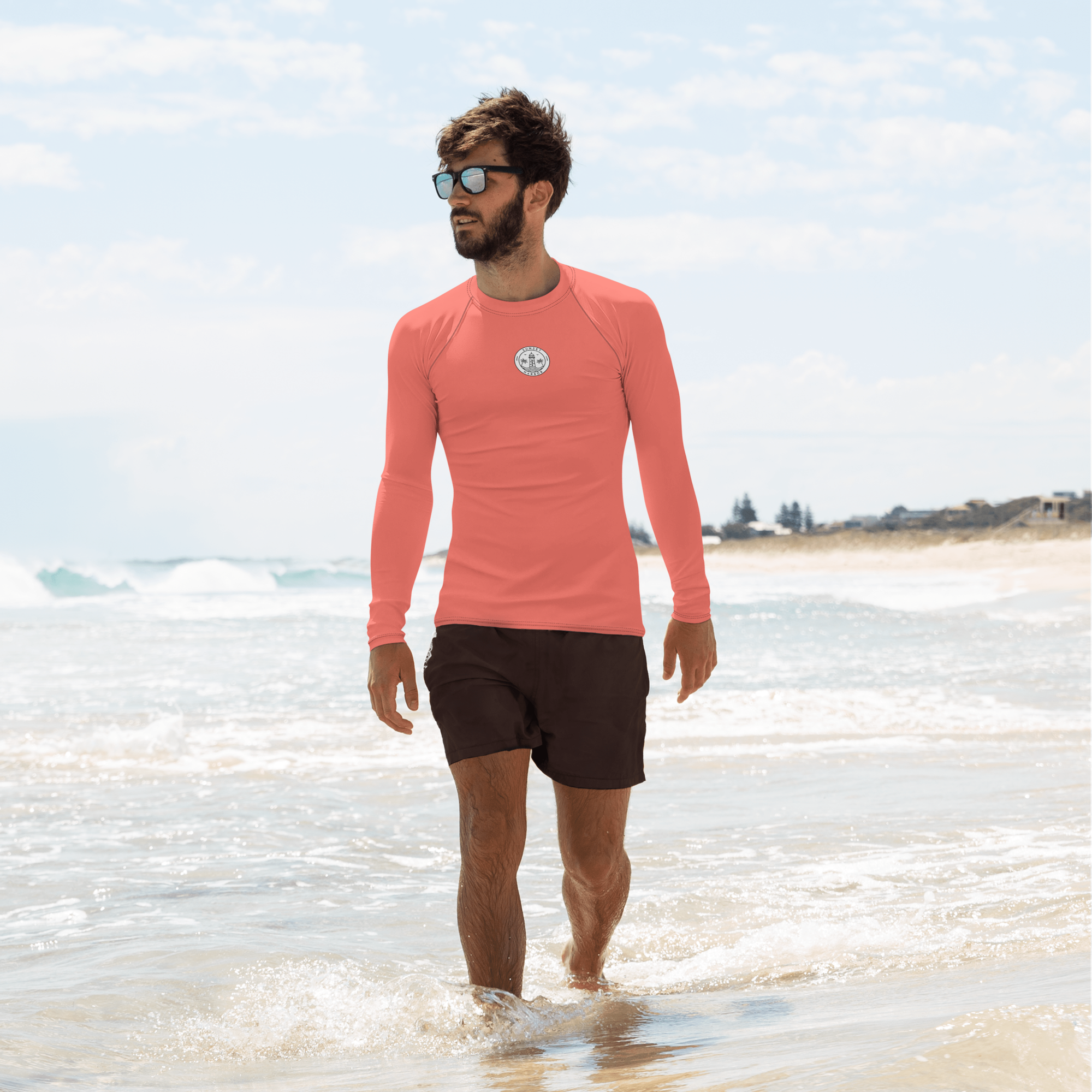 Men's Rash Guard - Sunset Coral