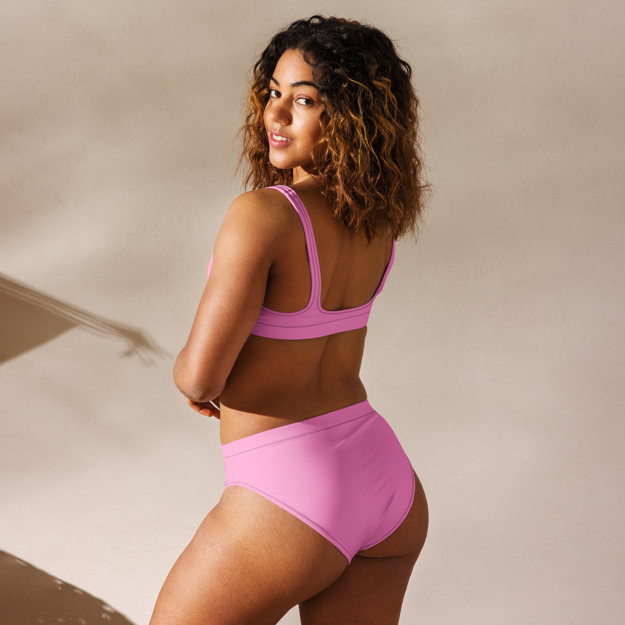 Recycled high-waisted bikini - Tropical Pink