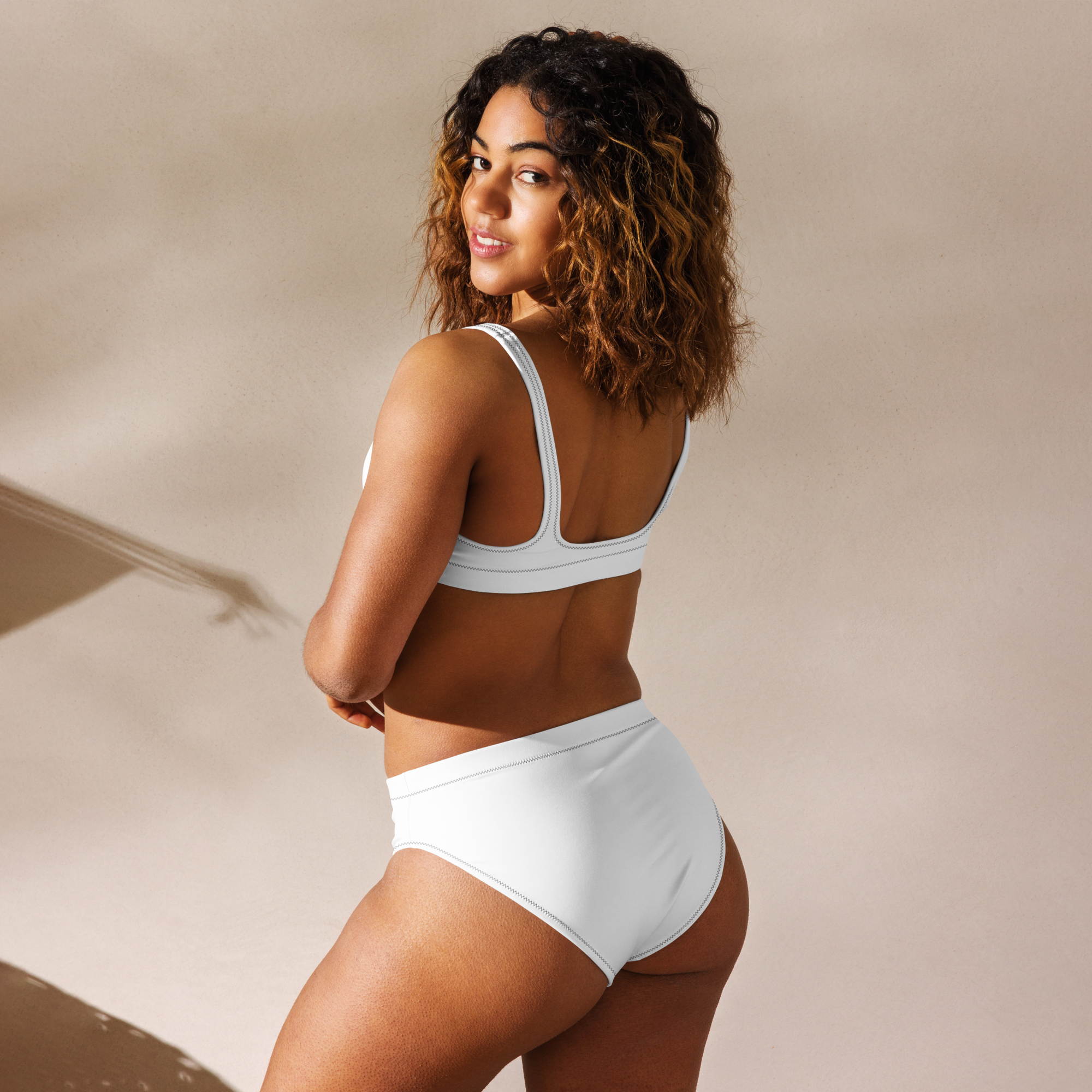 Recycled high-waisted bikini - Seashell White