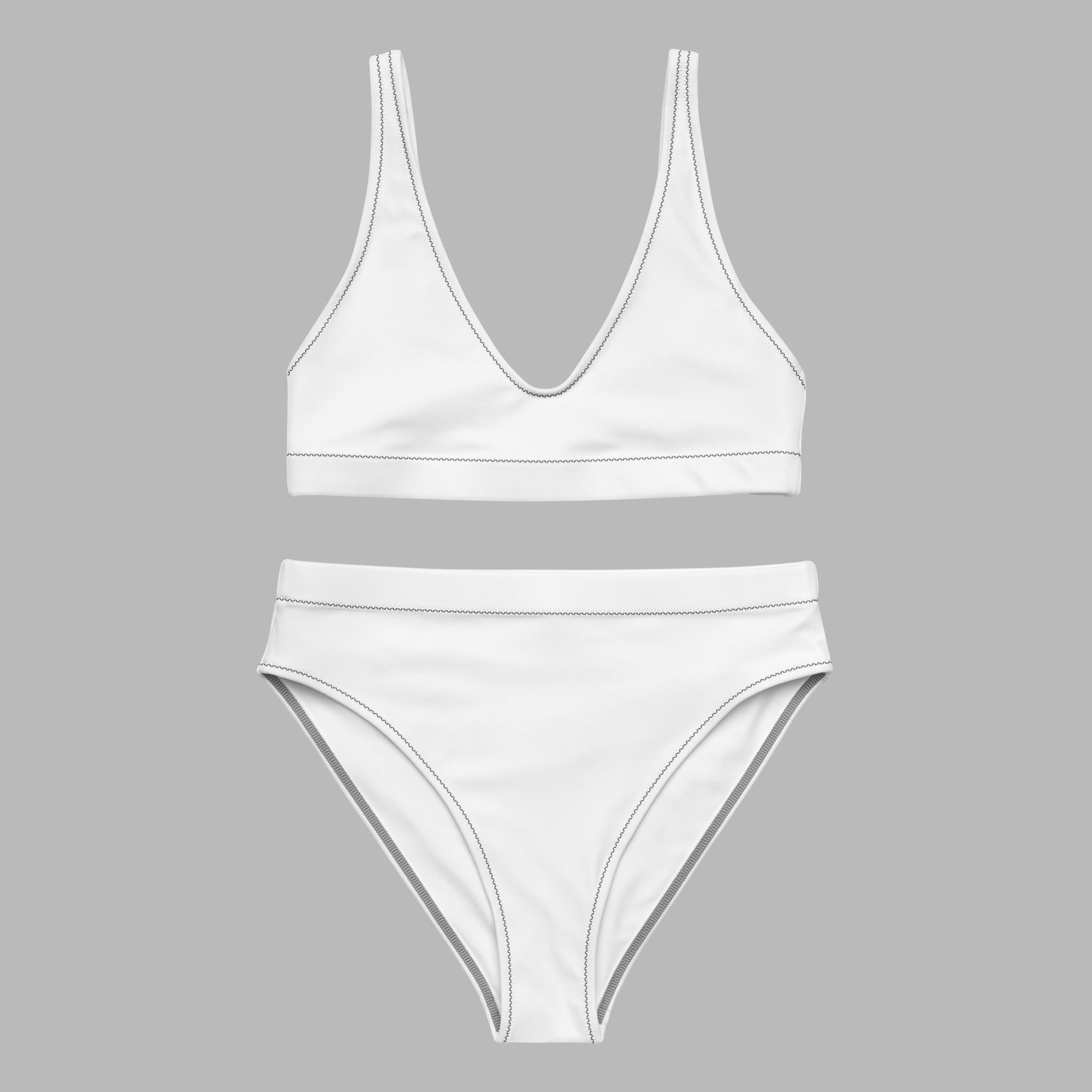 Recycelter High-Waist-Bikini - Weiß