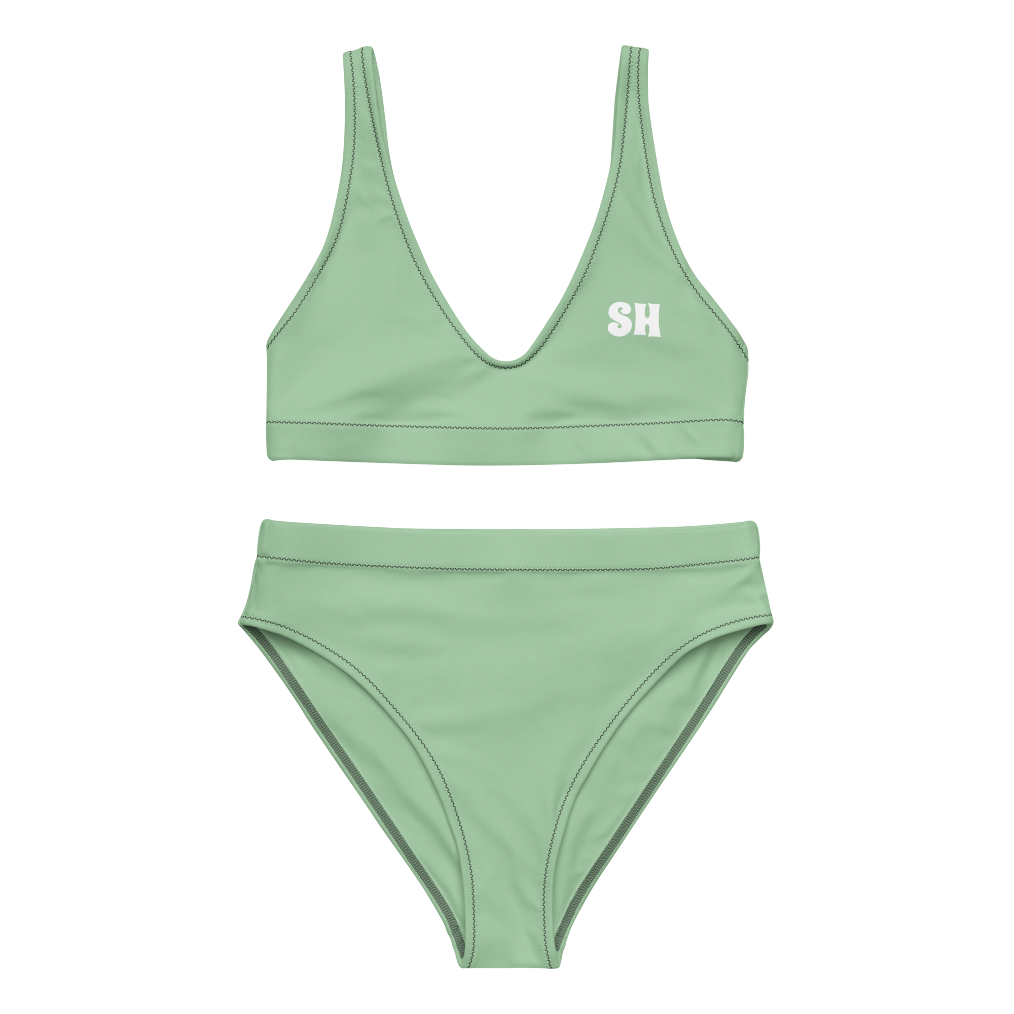 Recycled high-waisted bikini - Palm Green