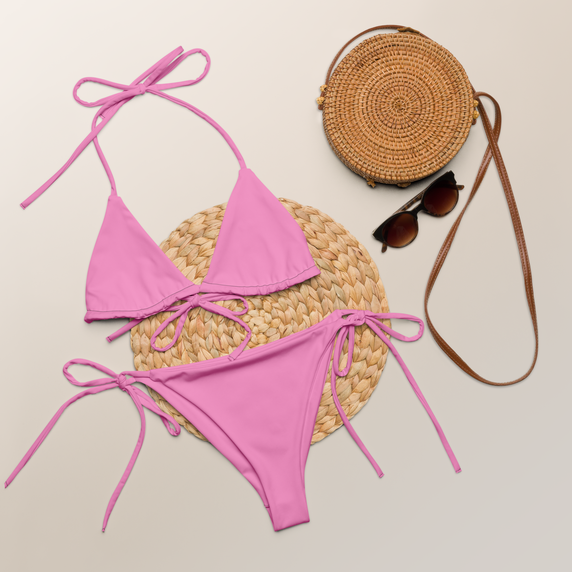 Bikini de tiras - Rosa tropical