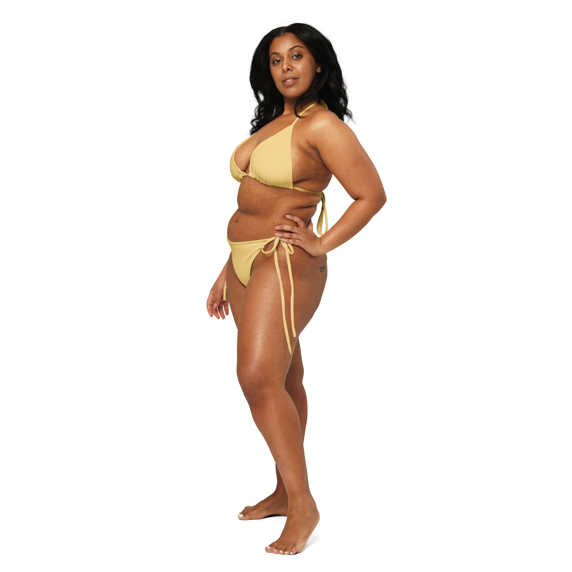 String-Bikini aus recyceltem Material – Gelb