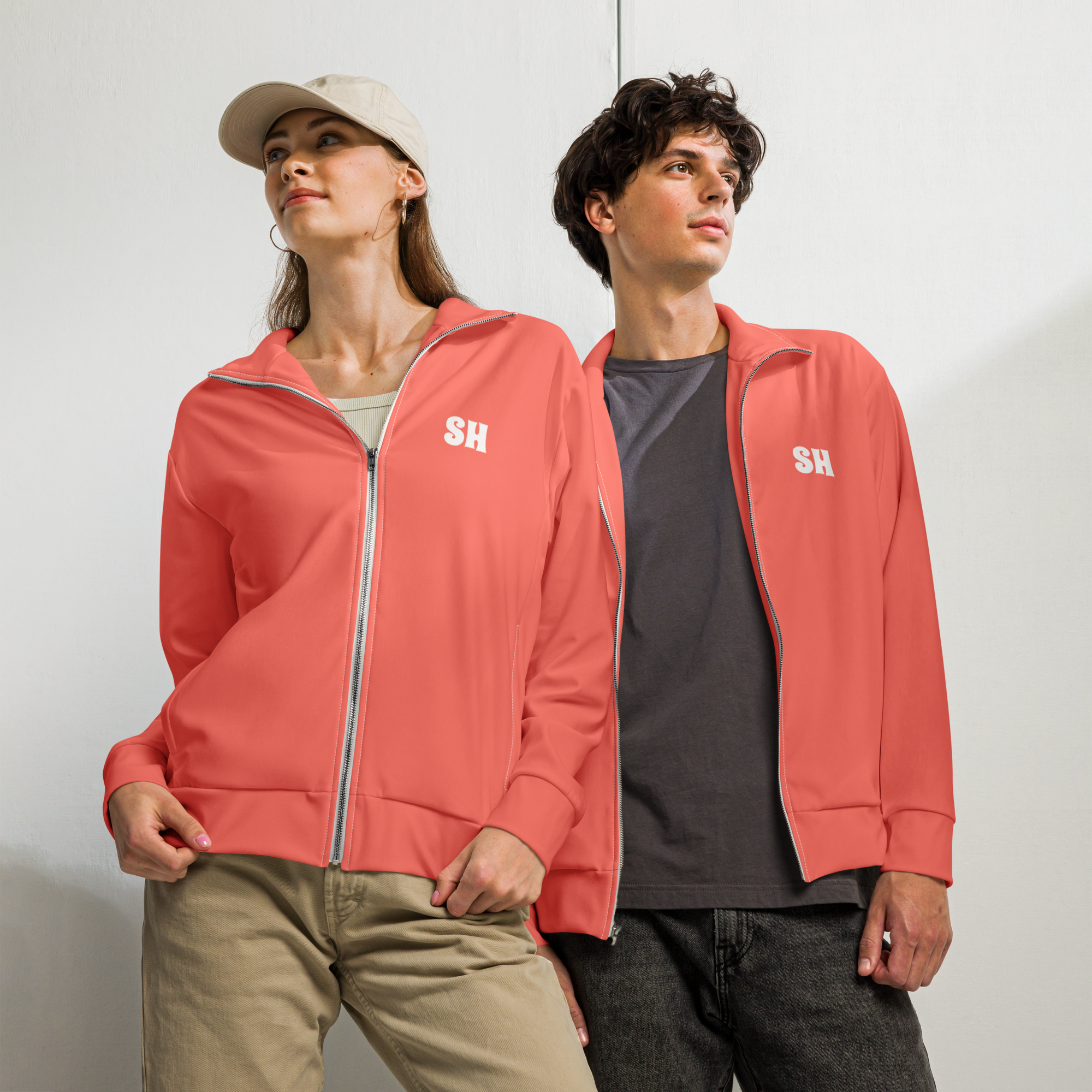 Mens track jacket - Coral Red