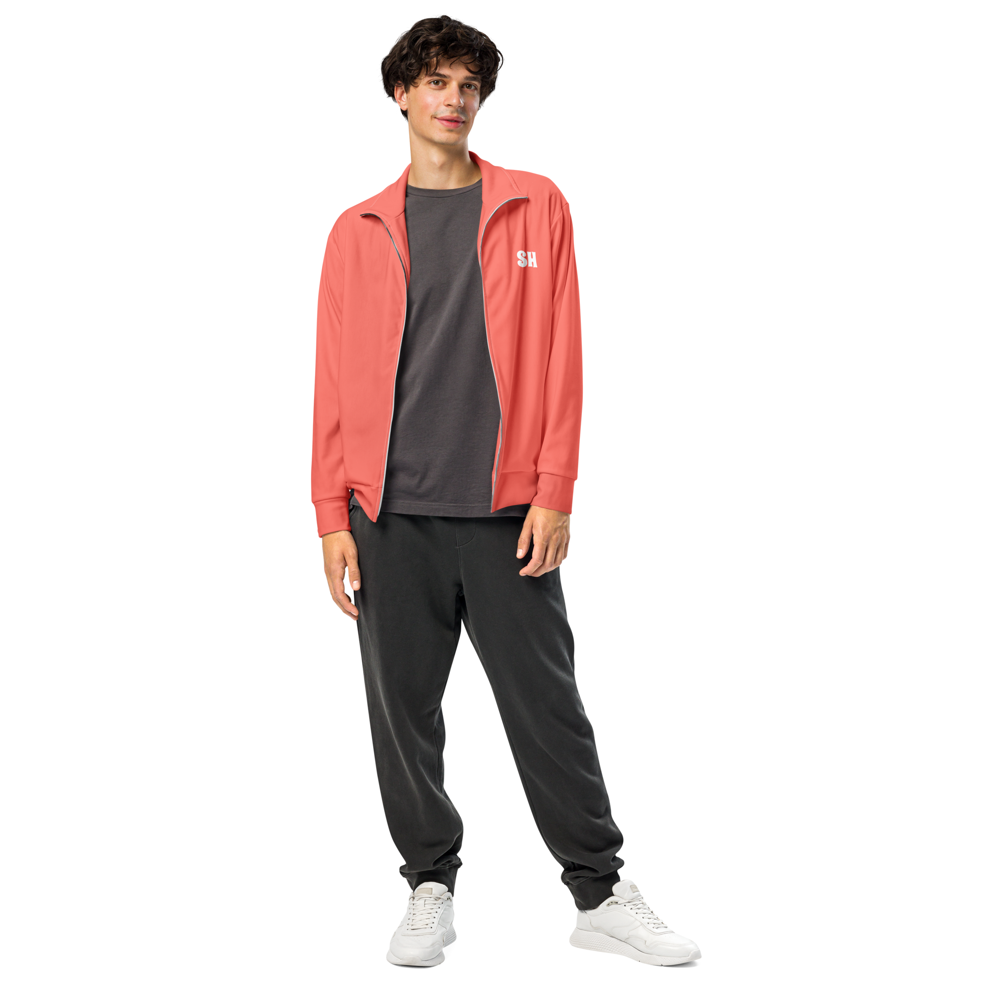 Mens track jacket - Coral Red