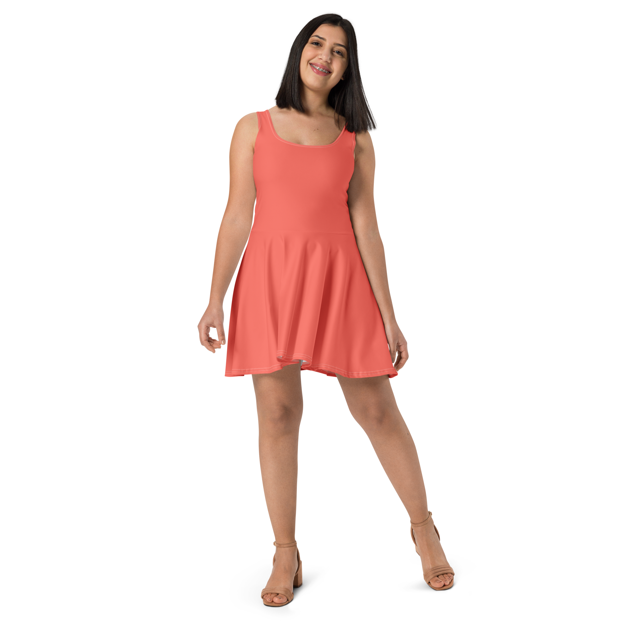 Skater Dress - Coral Red