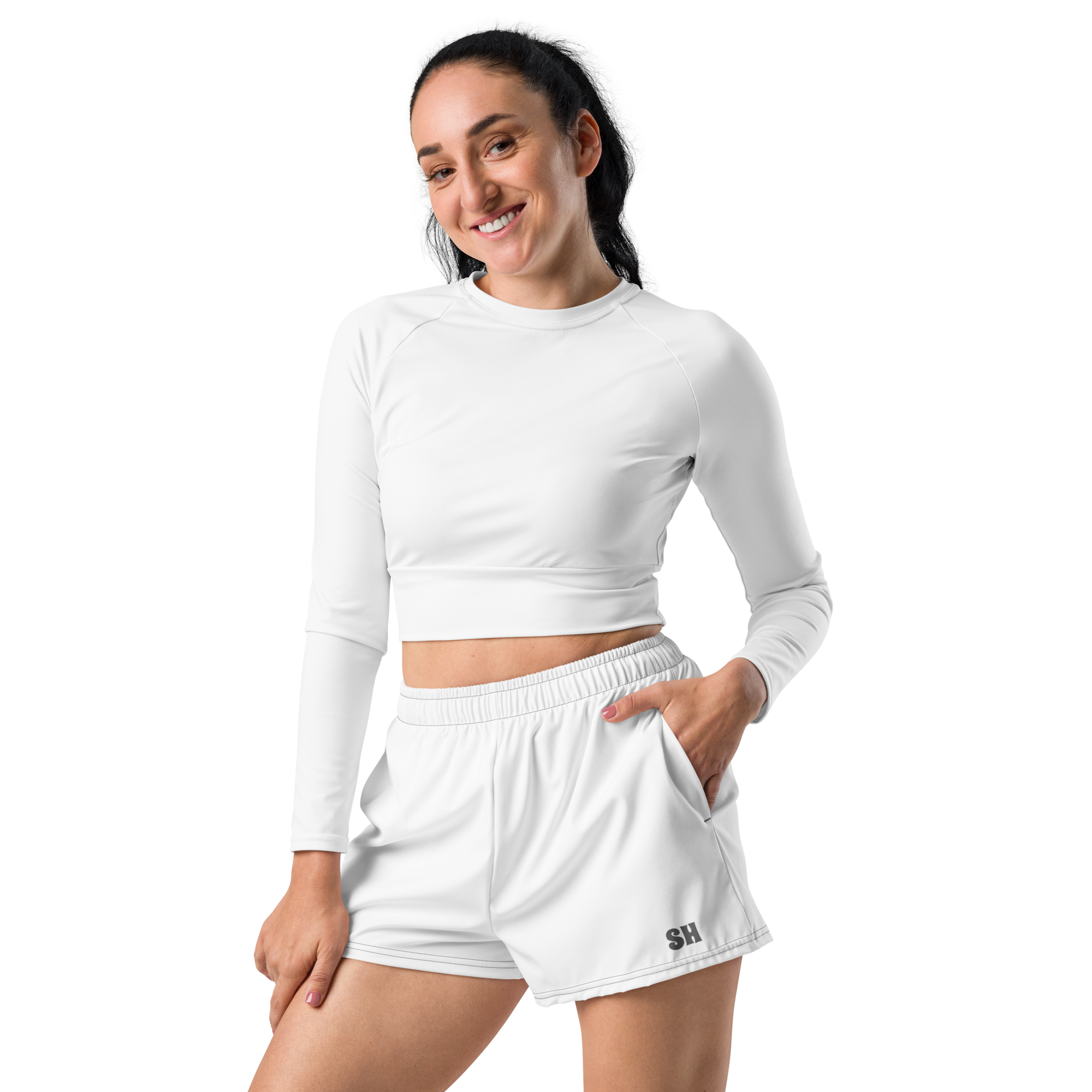 Womens Athletic Shorts - Seashell White