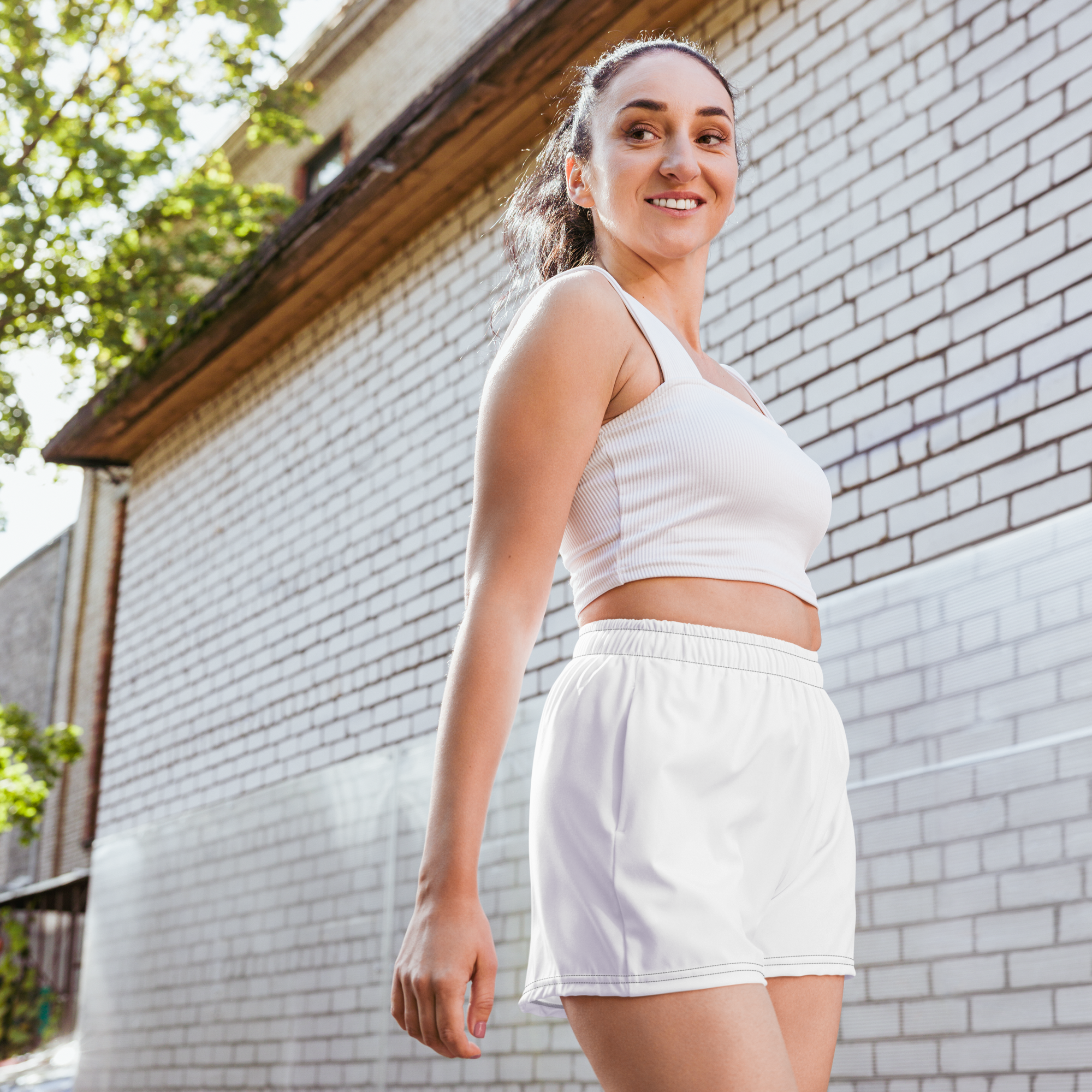 Womens Athletic Shorts - Seashell White