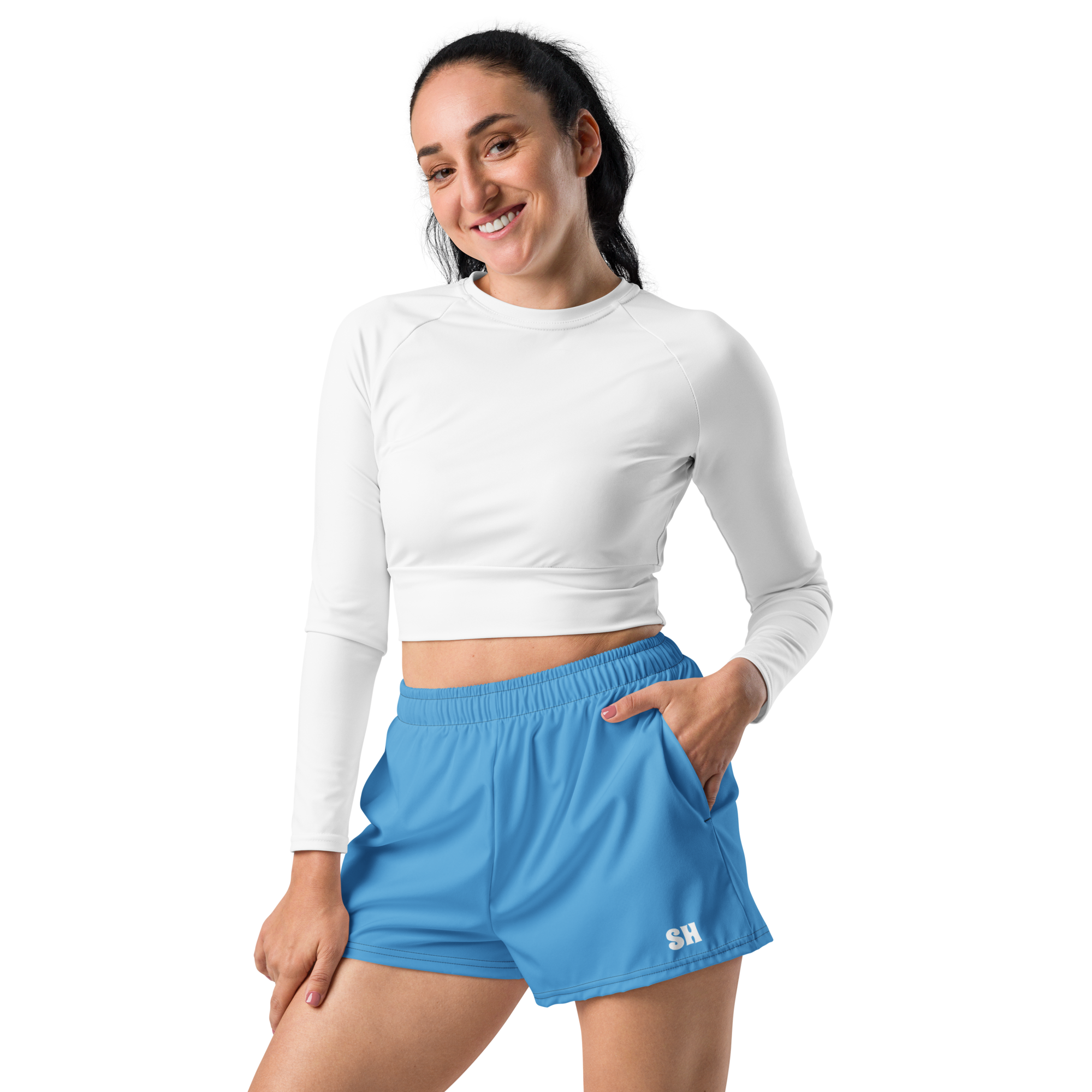 Womens Athletic Shorts - Ocean Blue