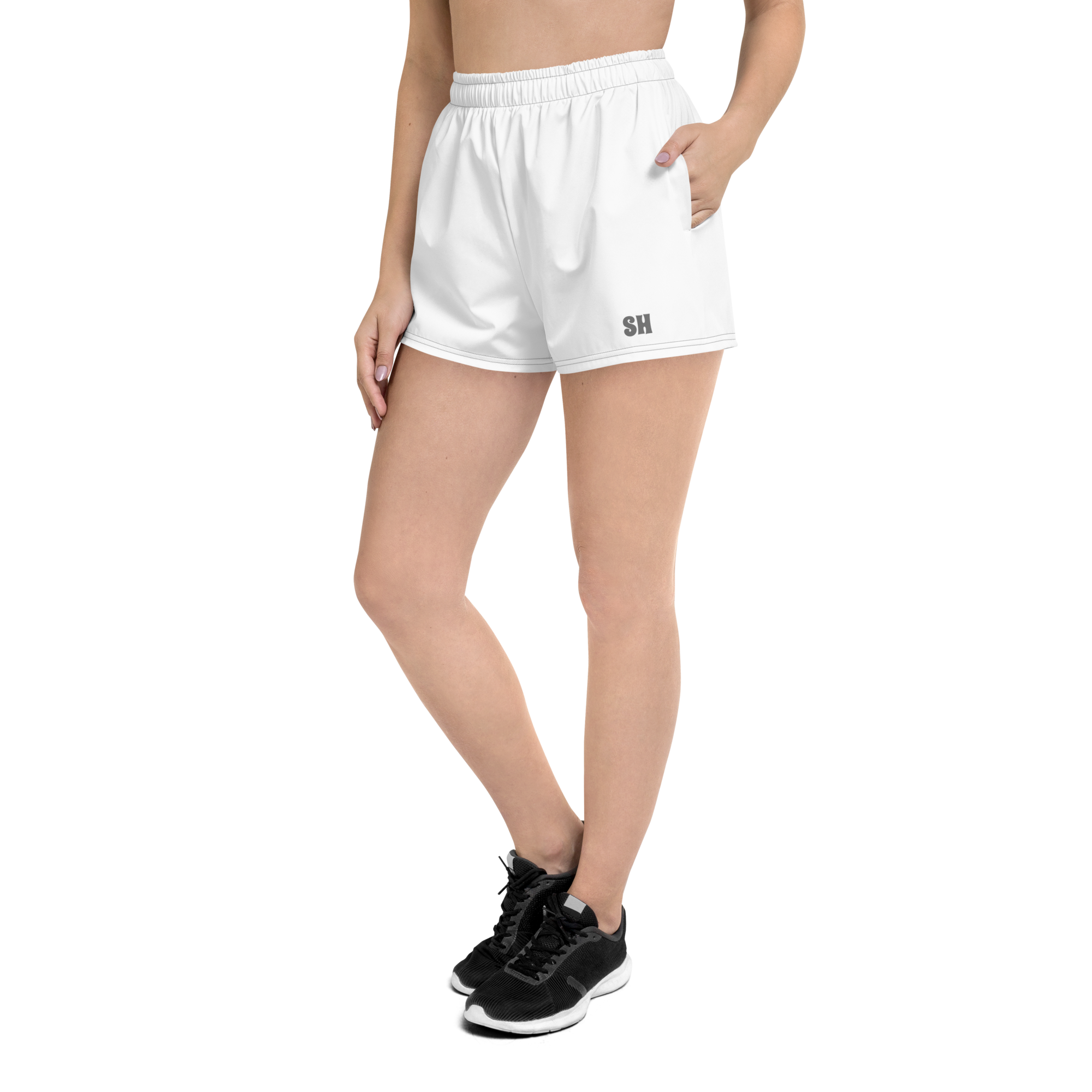 Womens Athletic Shorts - Seashell White