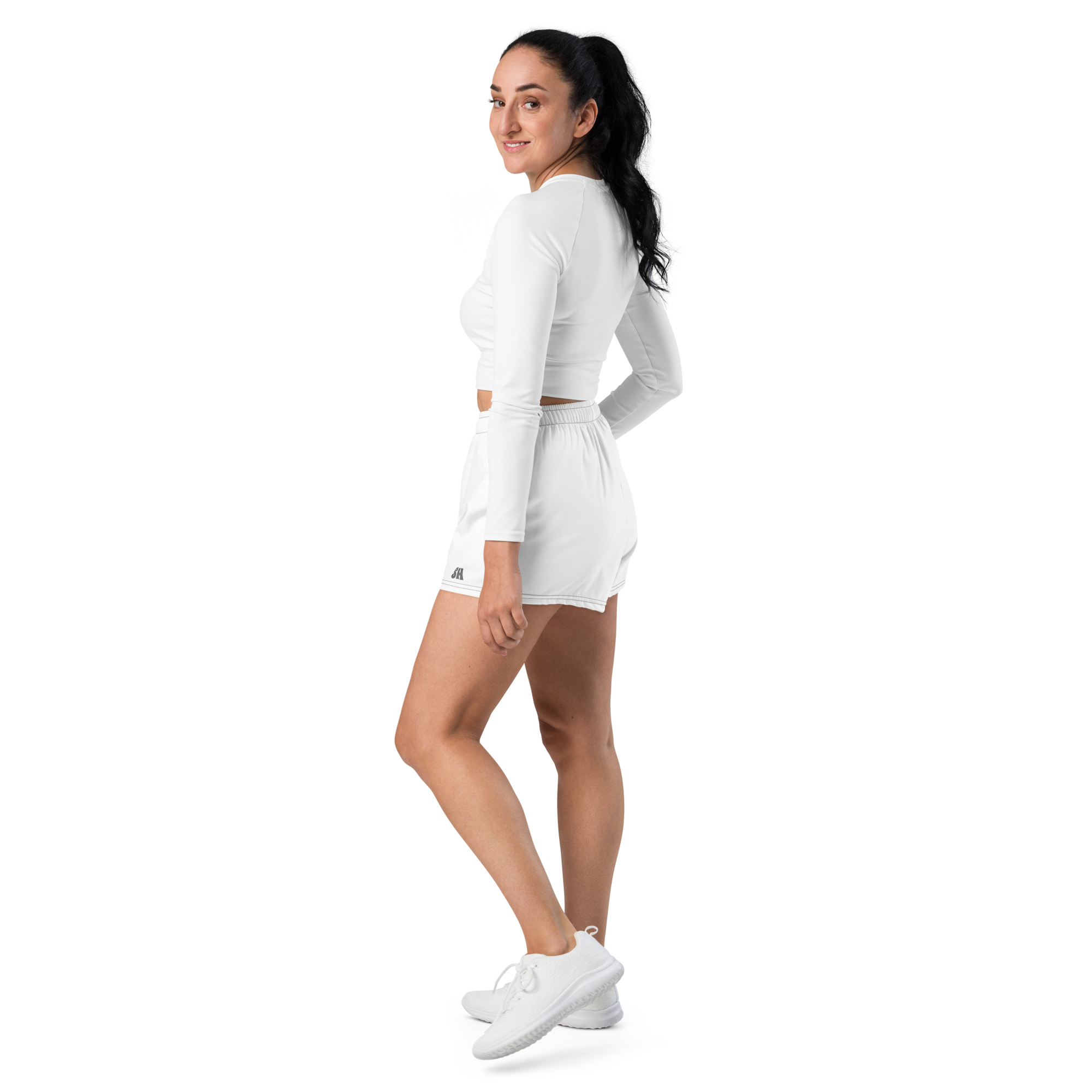 Womens Athletic Shorts - Seashell White