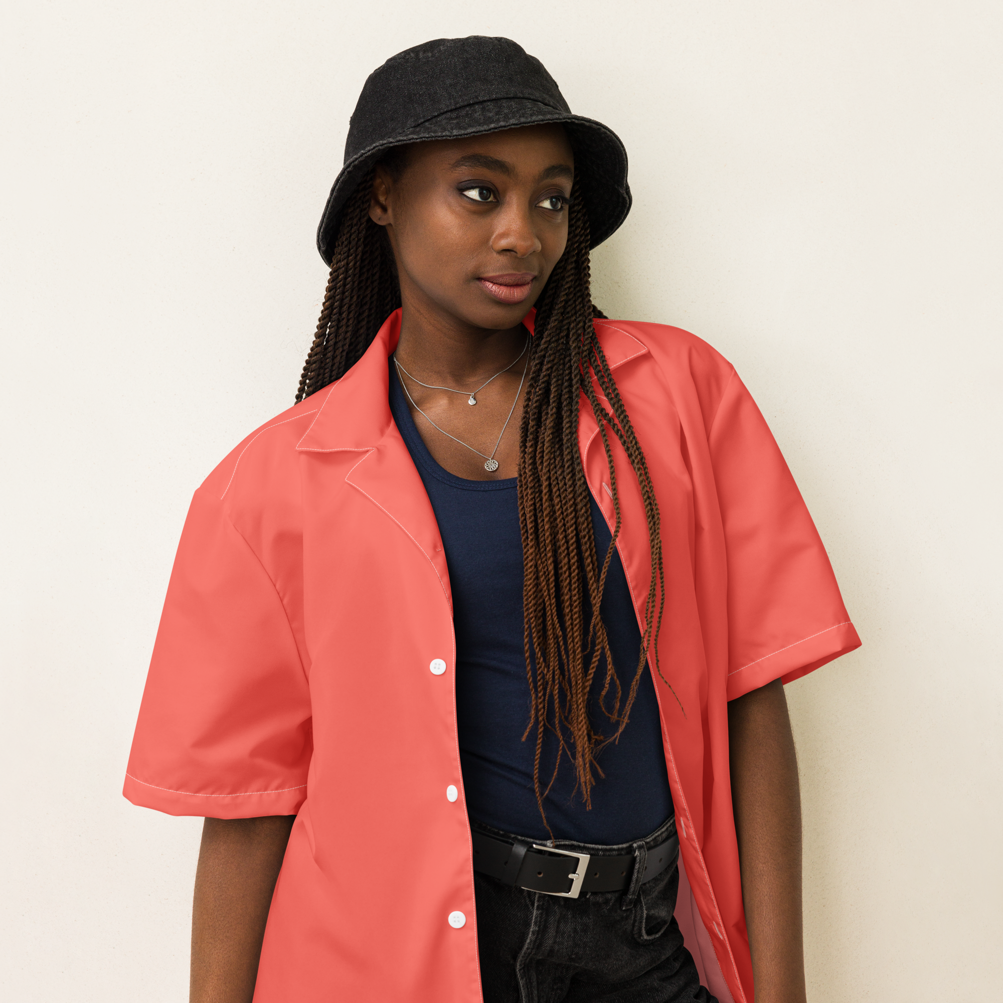 Womens button shirt - Coral Red