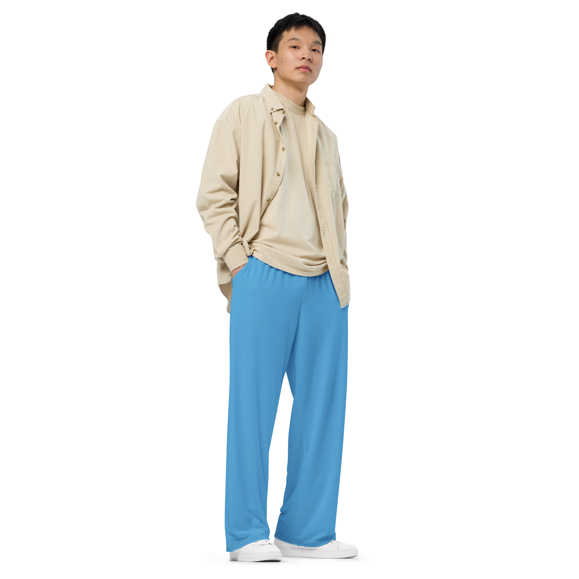 Mens wide-leg pants - Ocean Blue