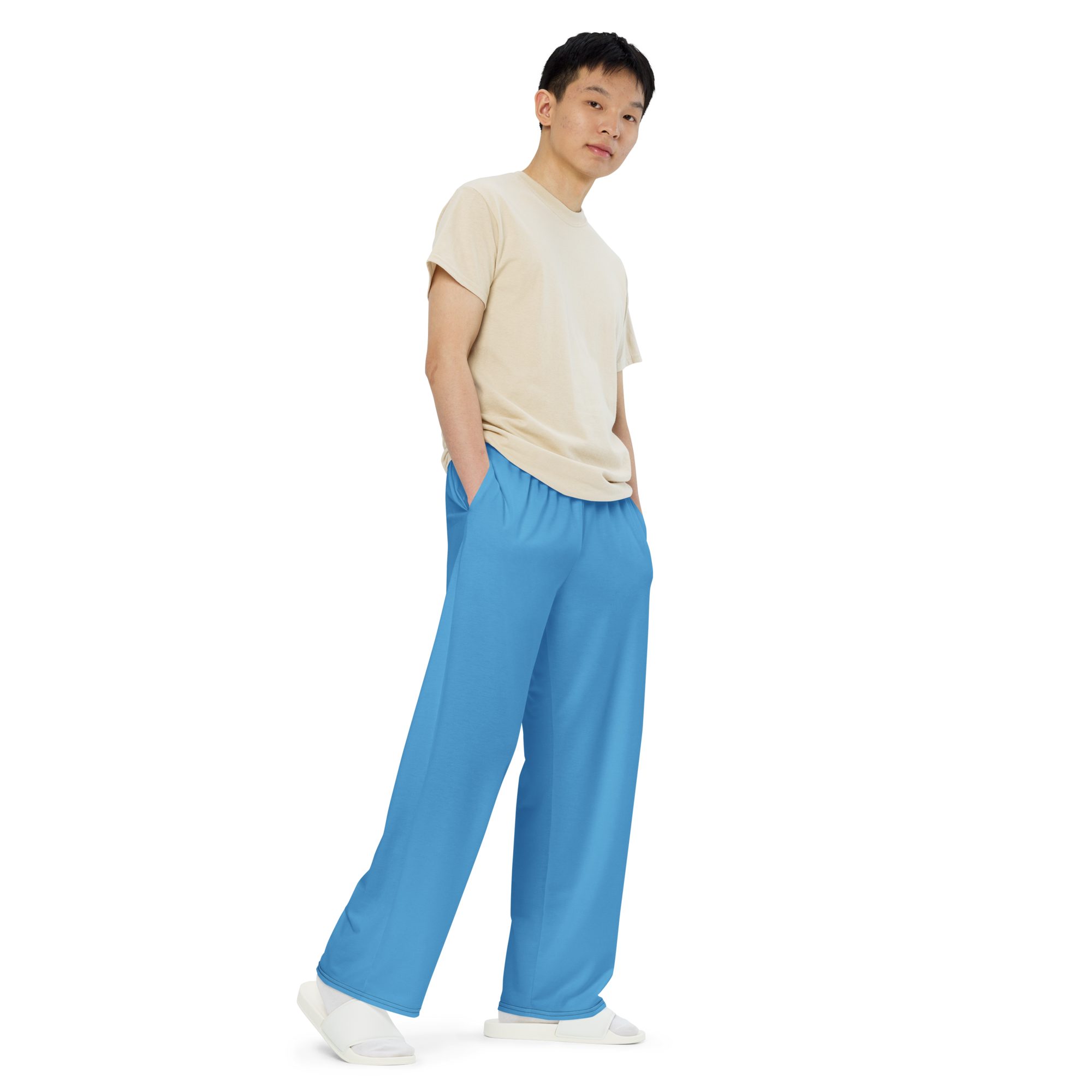 Mens wide-leg pants - Ocean Blue