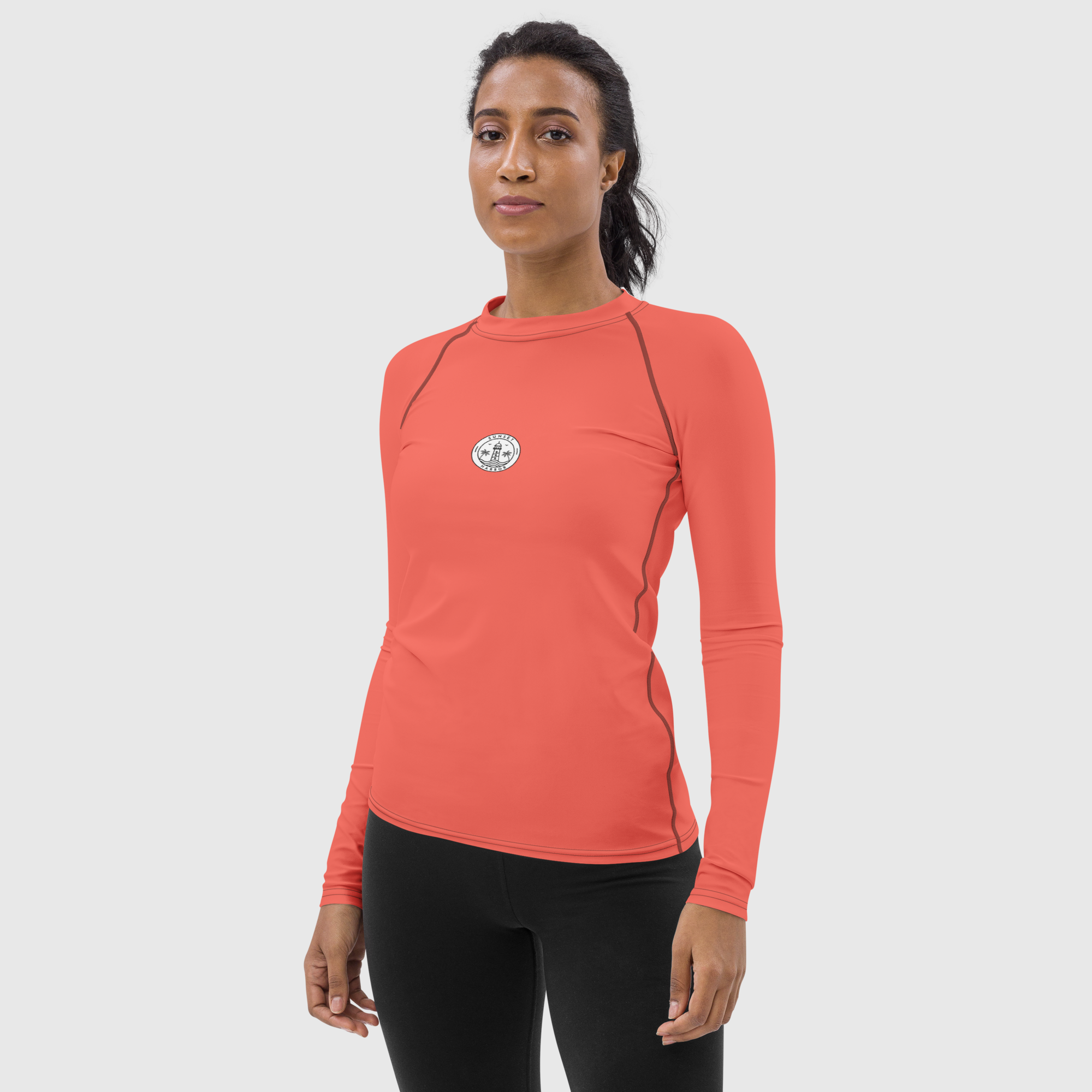 Women's Rash Guard - Sunset Coral