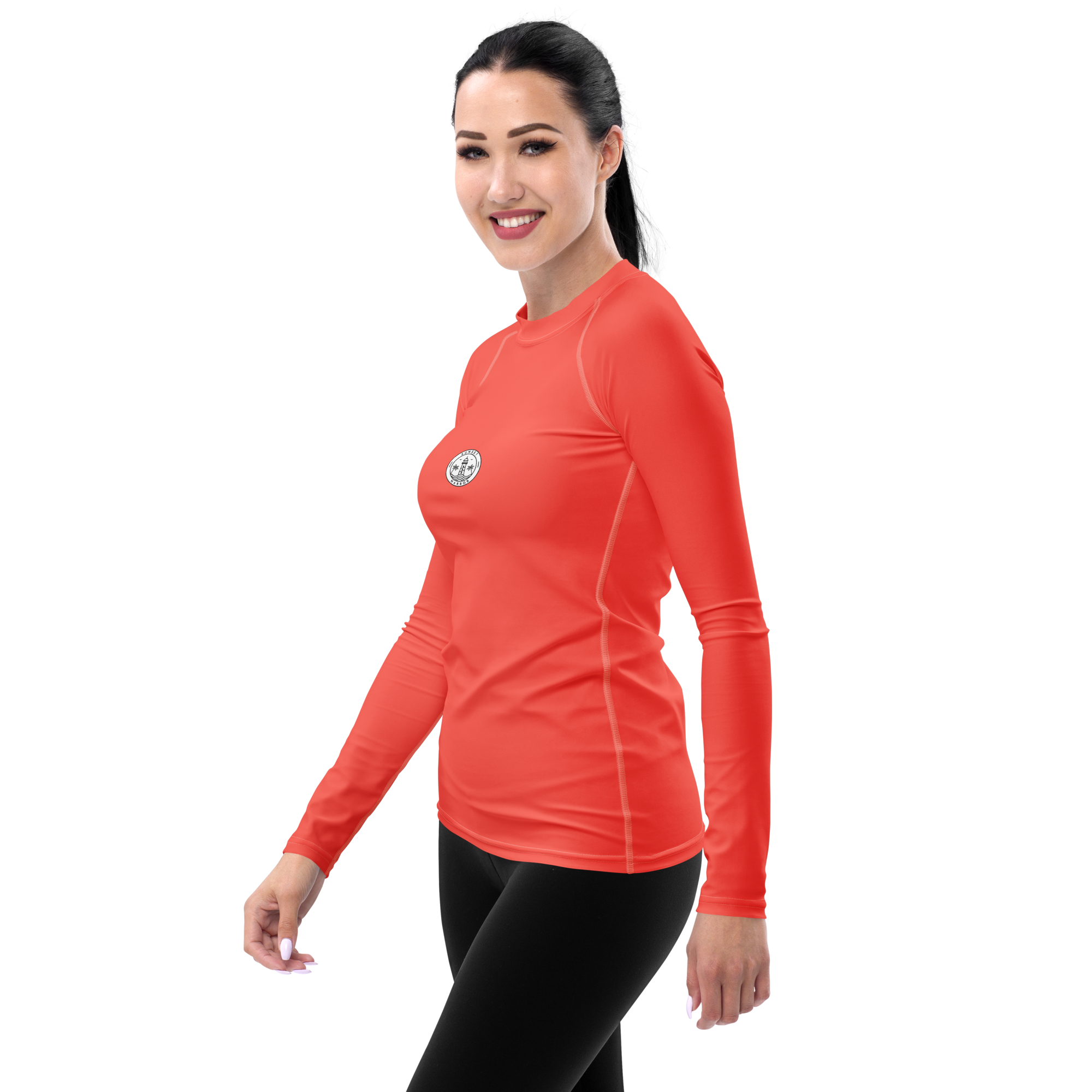 Rashguard für Damen - Sonnenuntergangskoralle