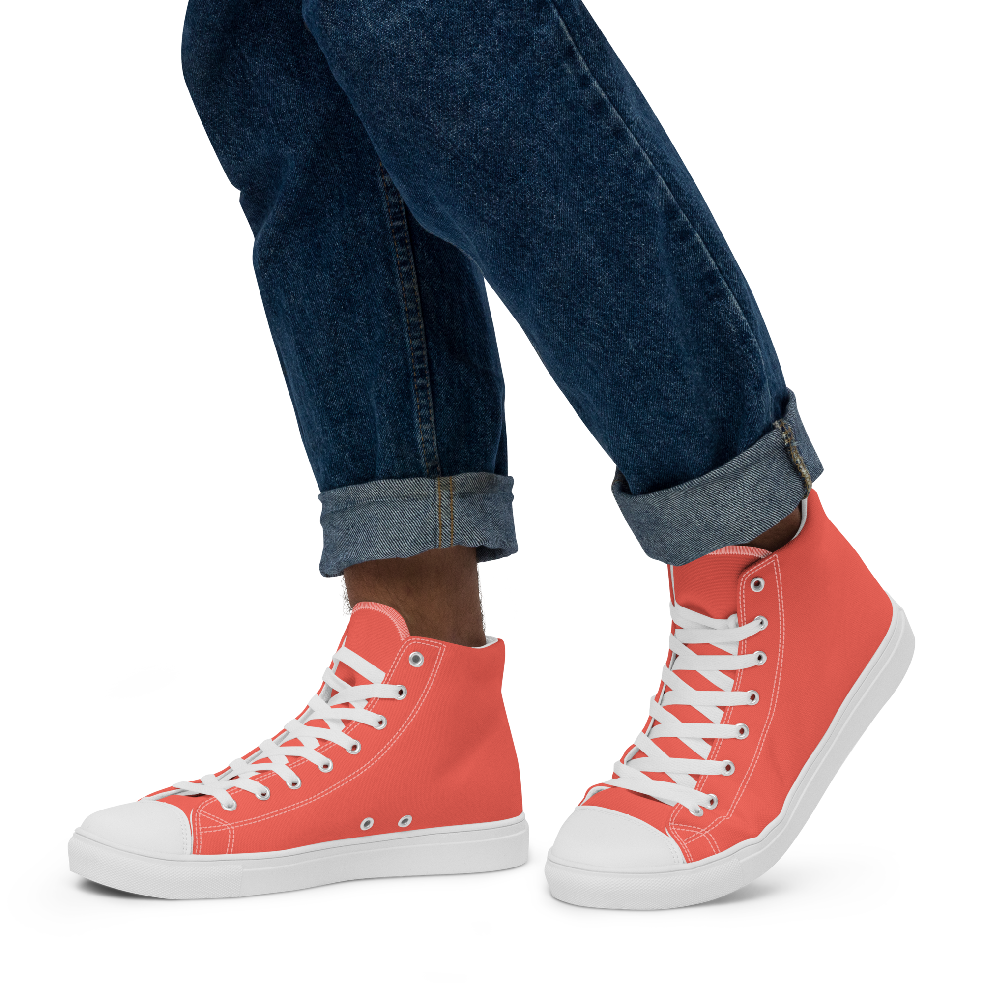 Men’s high top canvas shoes - Coral Red