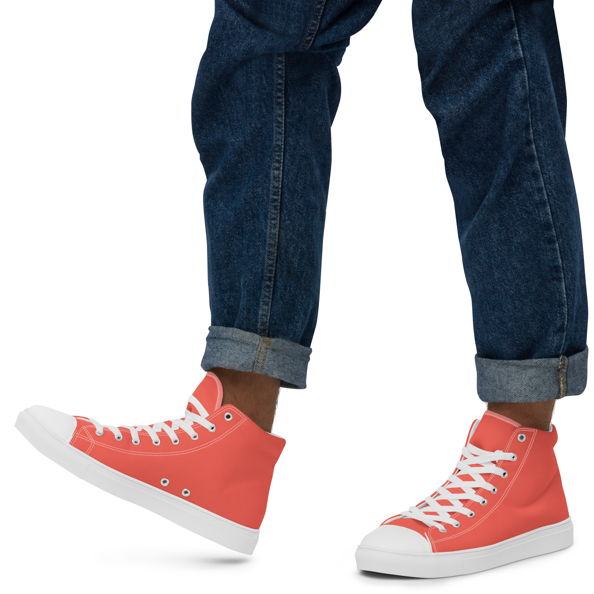 Men’s high top canvas shoes - Coral Red