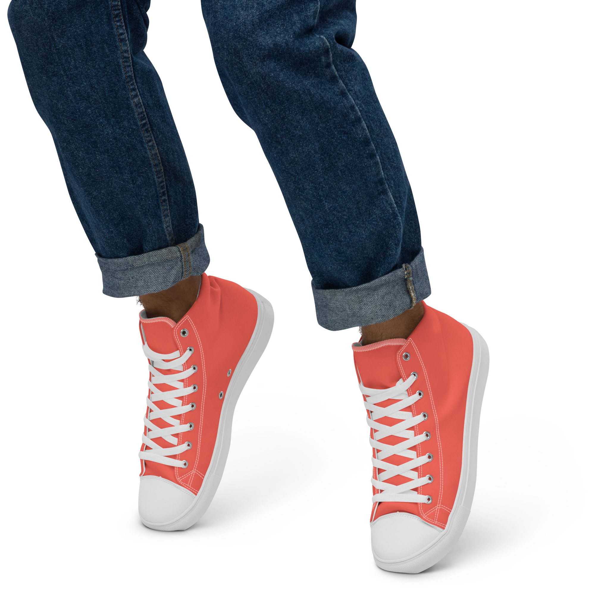 Men’s high top canvas shoes - Coral Red