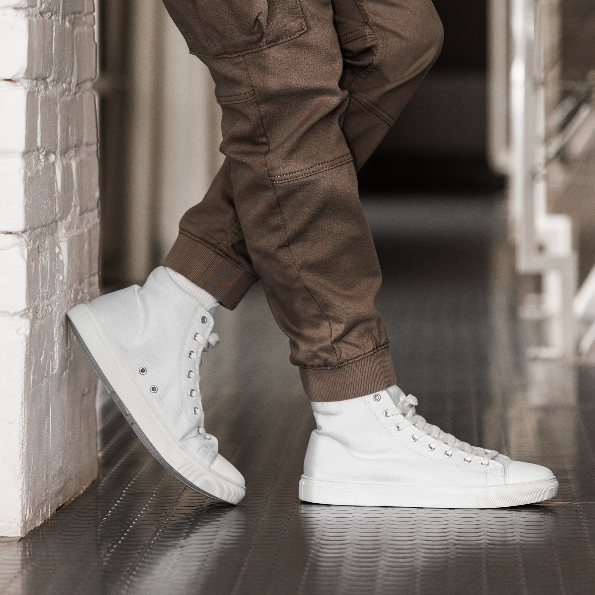 Men’s high top canvas shoes - Seashell White