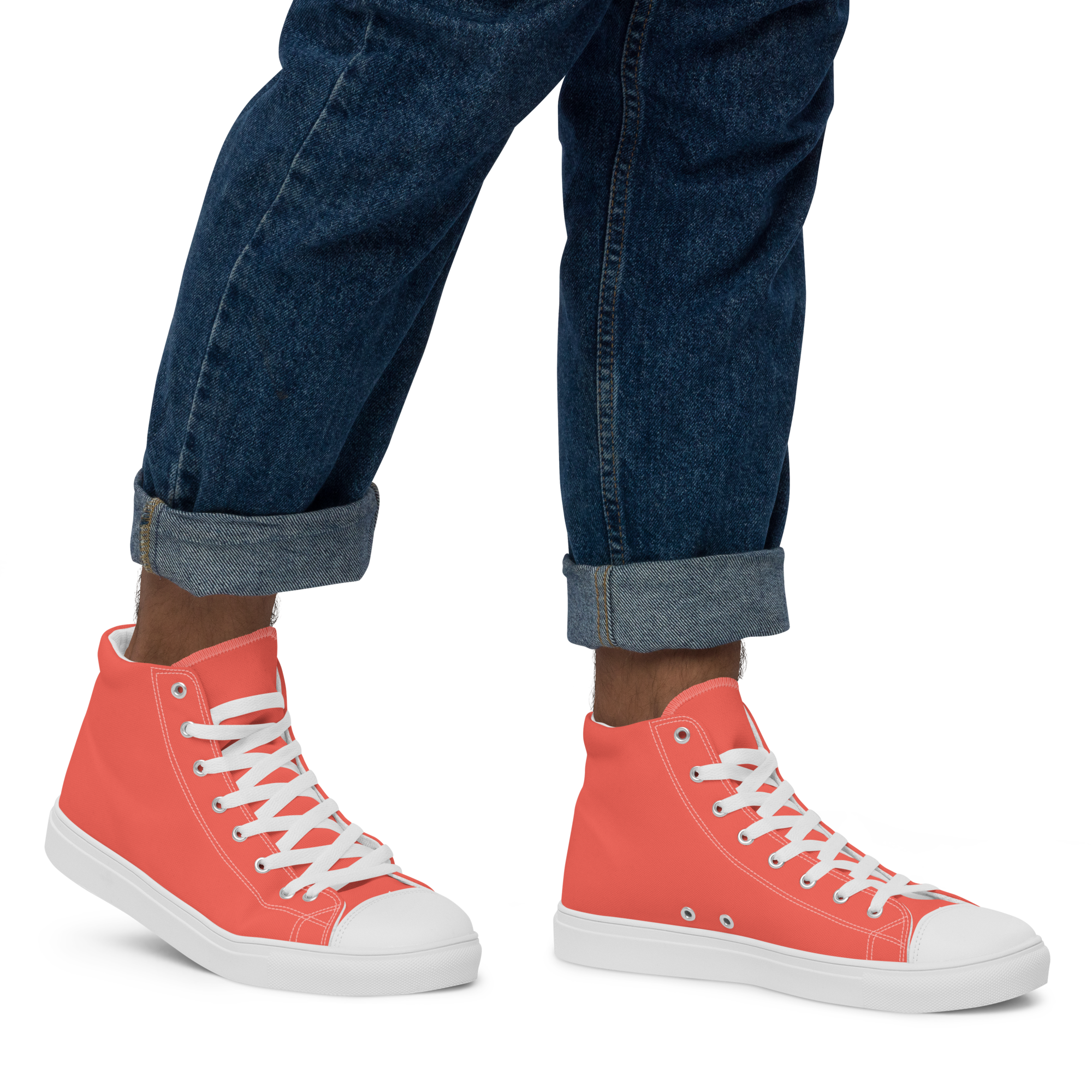 Men’s high top canvas shoes - Coral Red