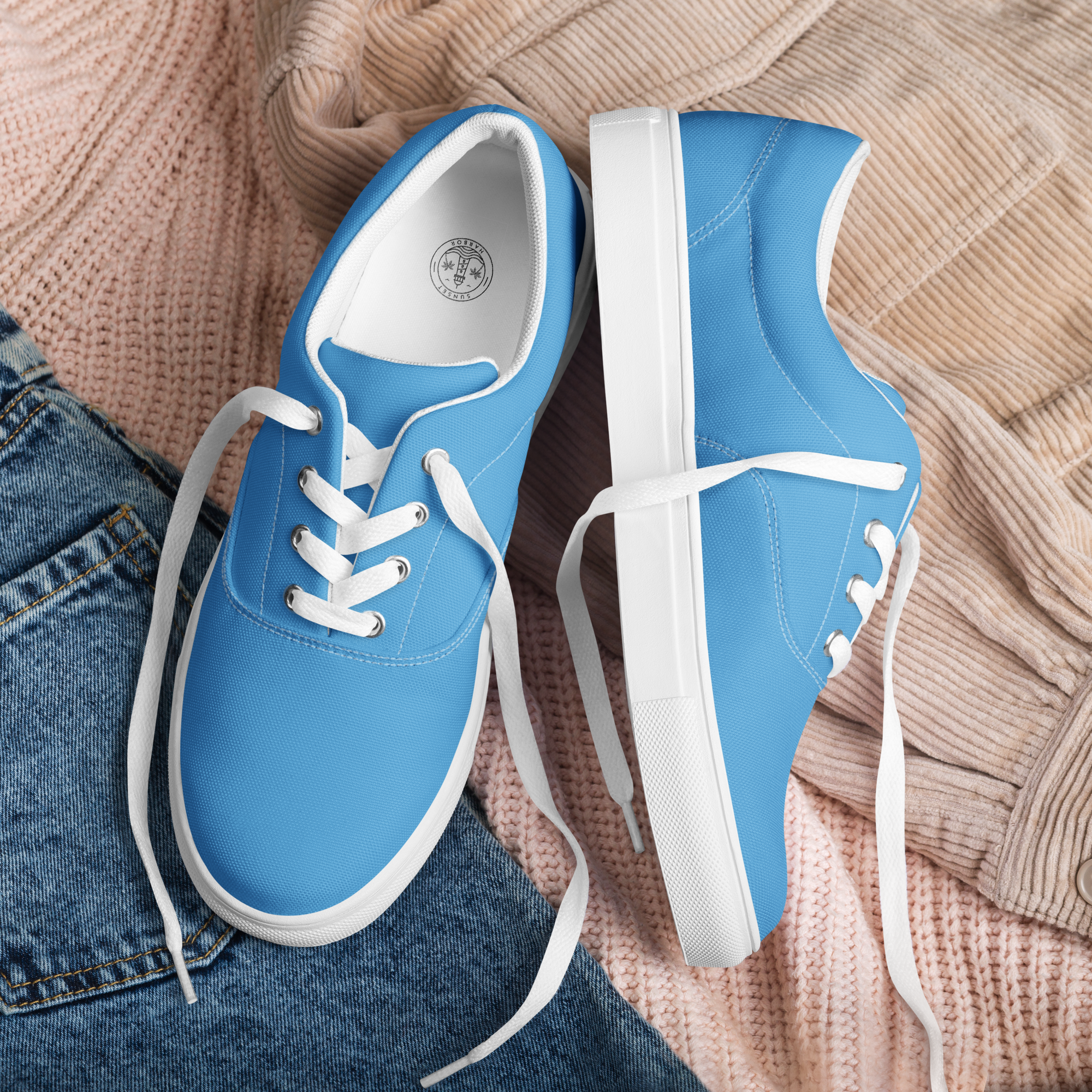 Men’s lace-up canvas shoes - Ocean Blue